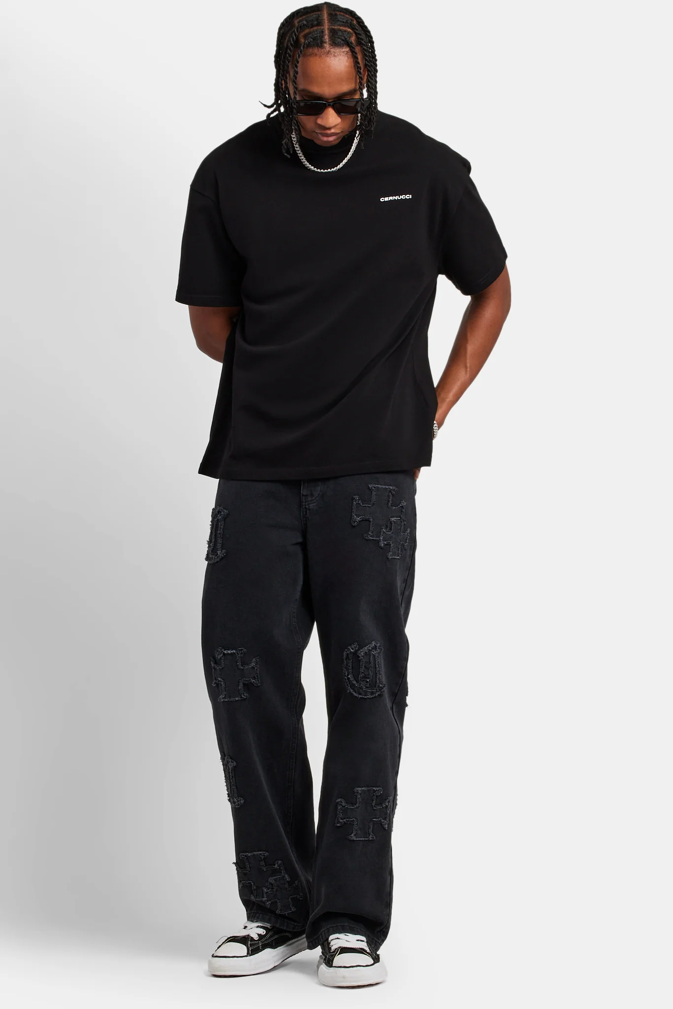 Cernucci Back Graphic Oversized T-Shirt - Black - Image 4