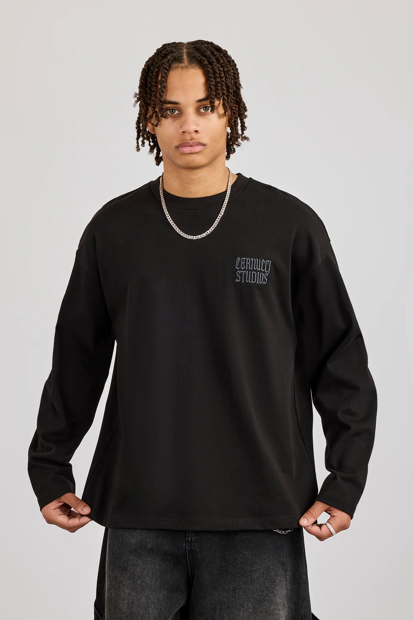 Cernucci Back Print Long Sleeve T-Shirt - Black - Image 3