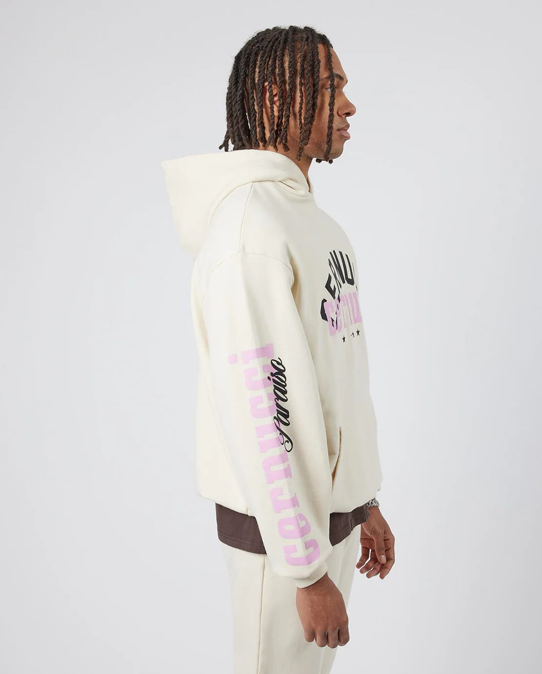 Cernucci Badge Logo Hoodie - Ecru - Image 2