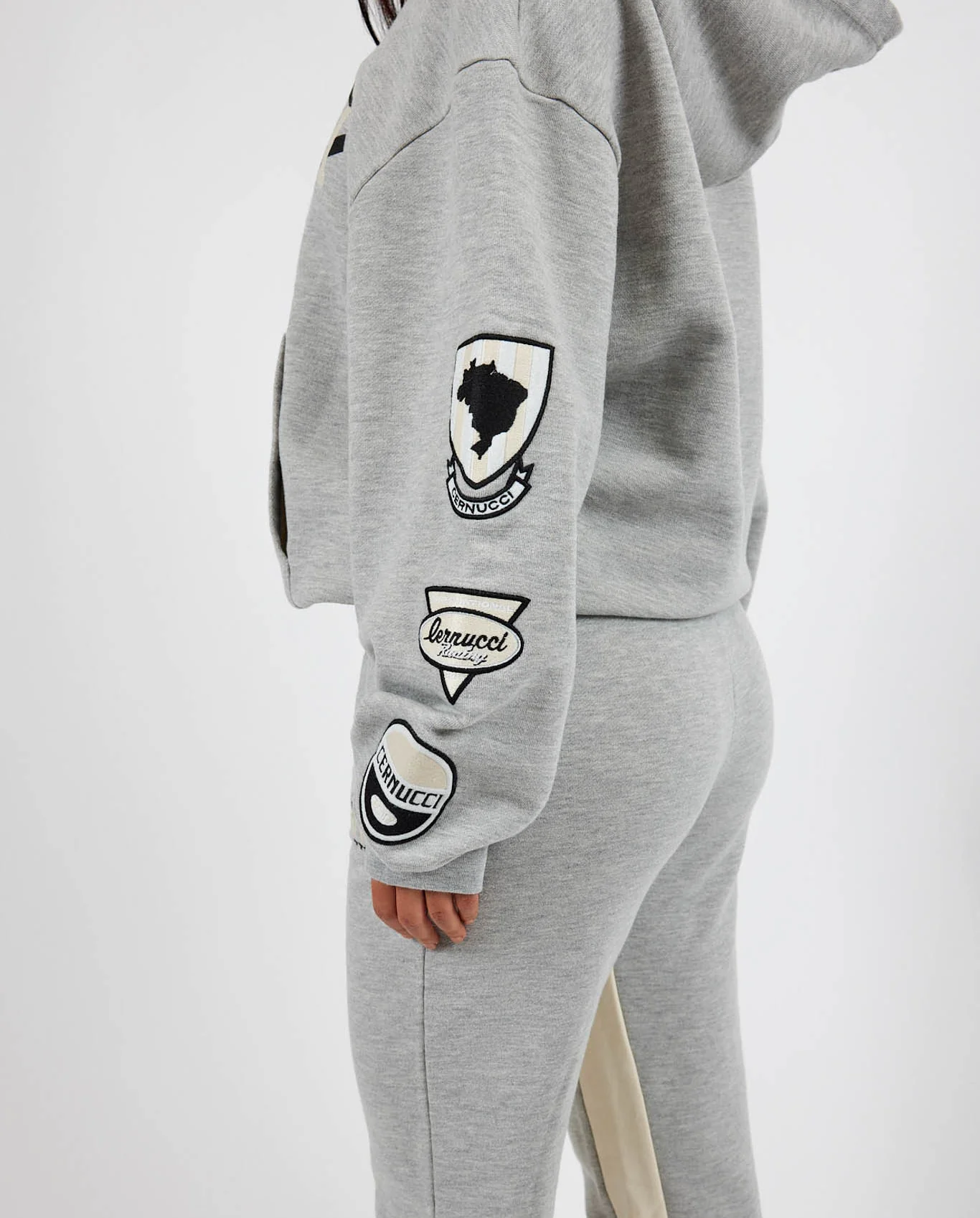 Cernucci Badge Logo Hoodie - Grey Marl - Image 3