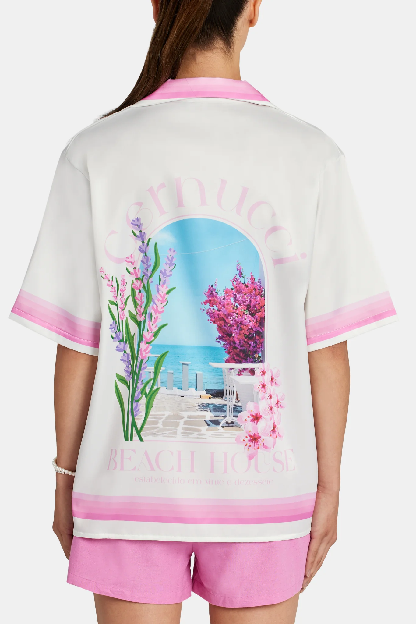 Cernucci Beach House Satin Shirt - Ecru - Image 2