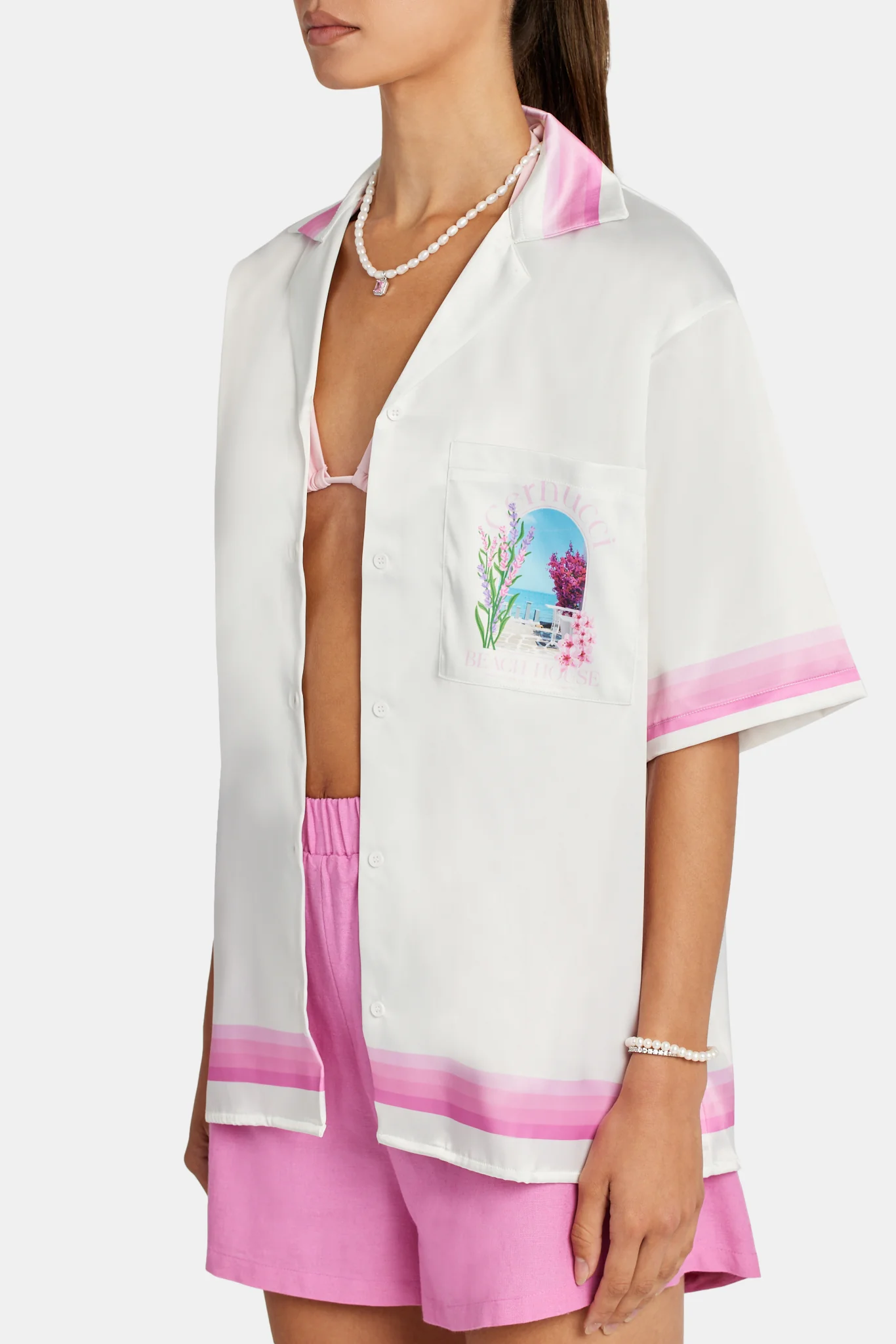 Cernucci Beach House Satin Shirt - Ecru - Image 4