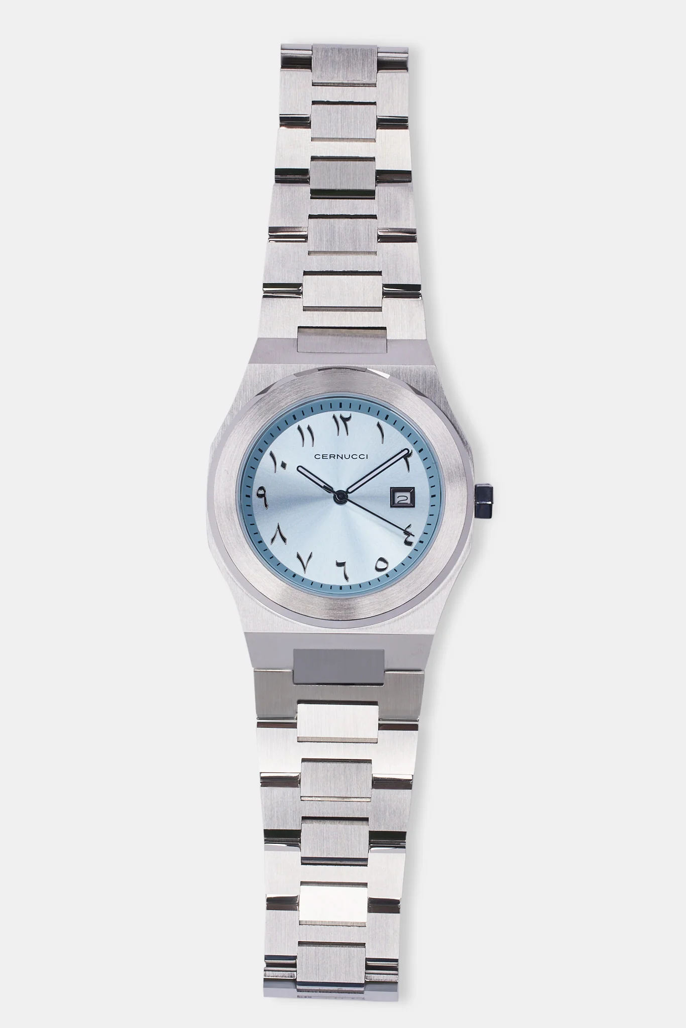 Cernucci Blue Arabic Dial Polished Watch - Image 2