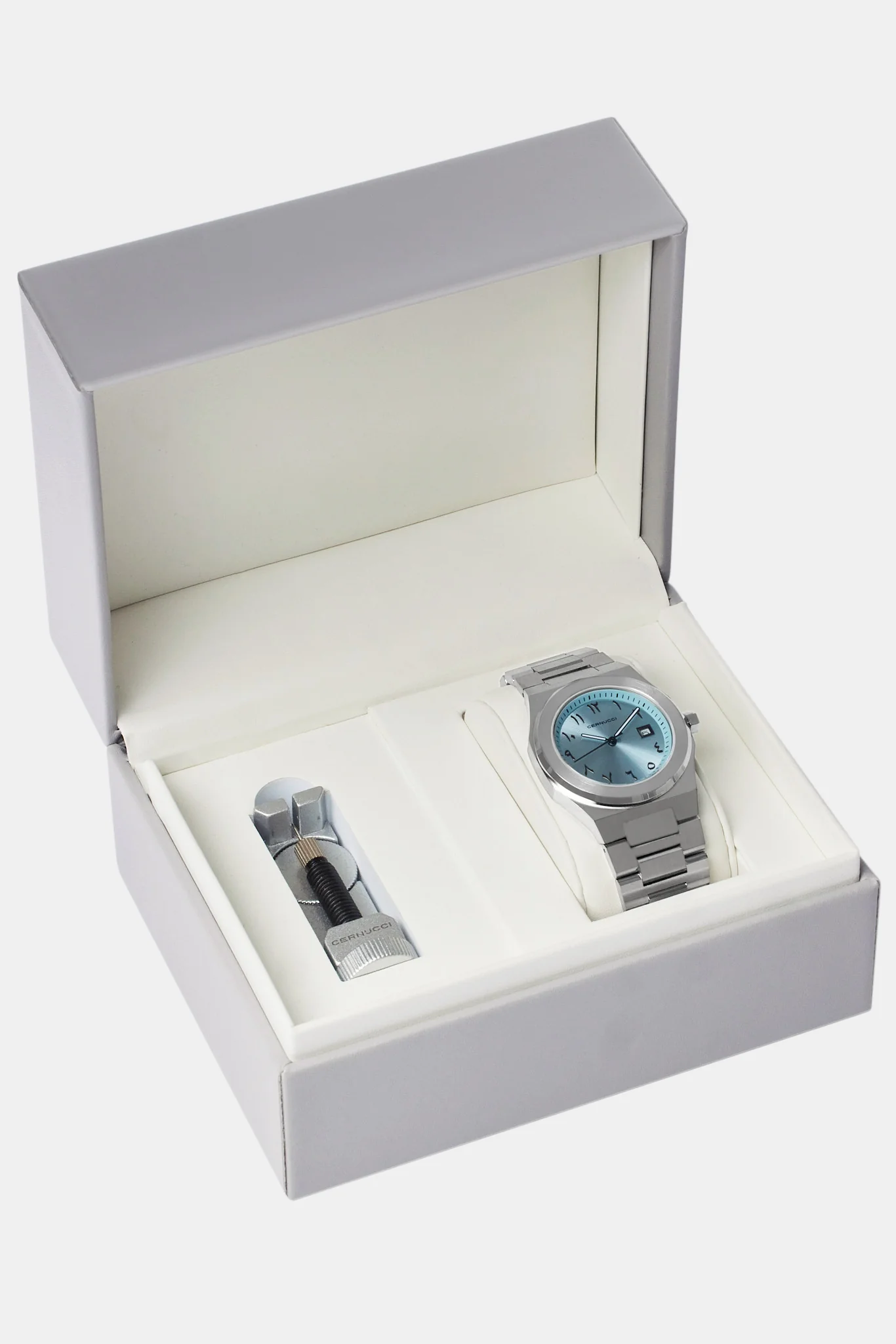 Cernucci Blue Arabic Dial Polished Watch - Image 5