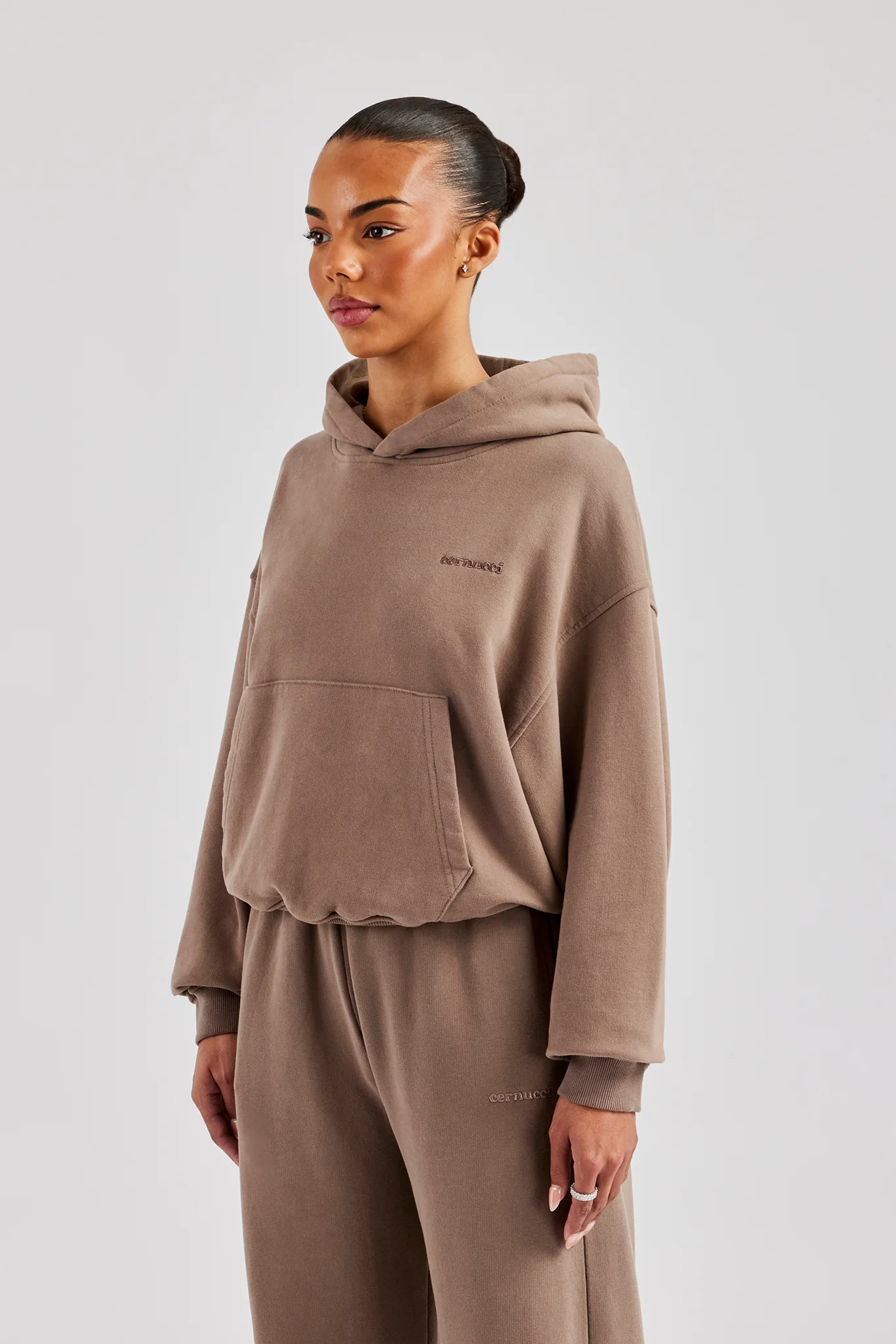 Cernucci Bubble Boxy Hoodie - Taupe - Image 3