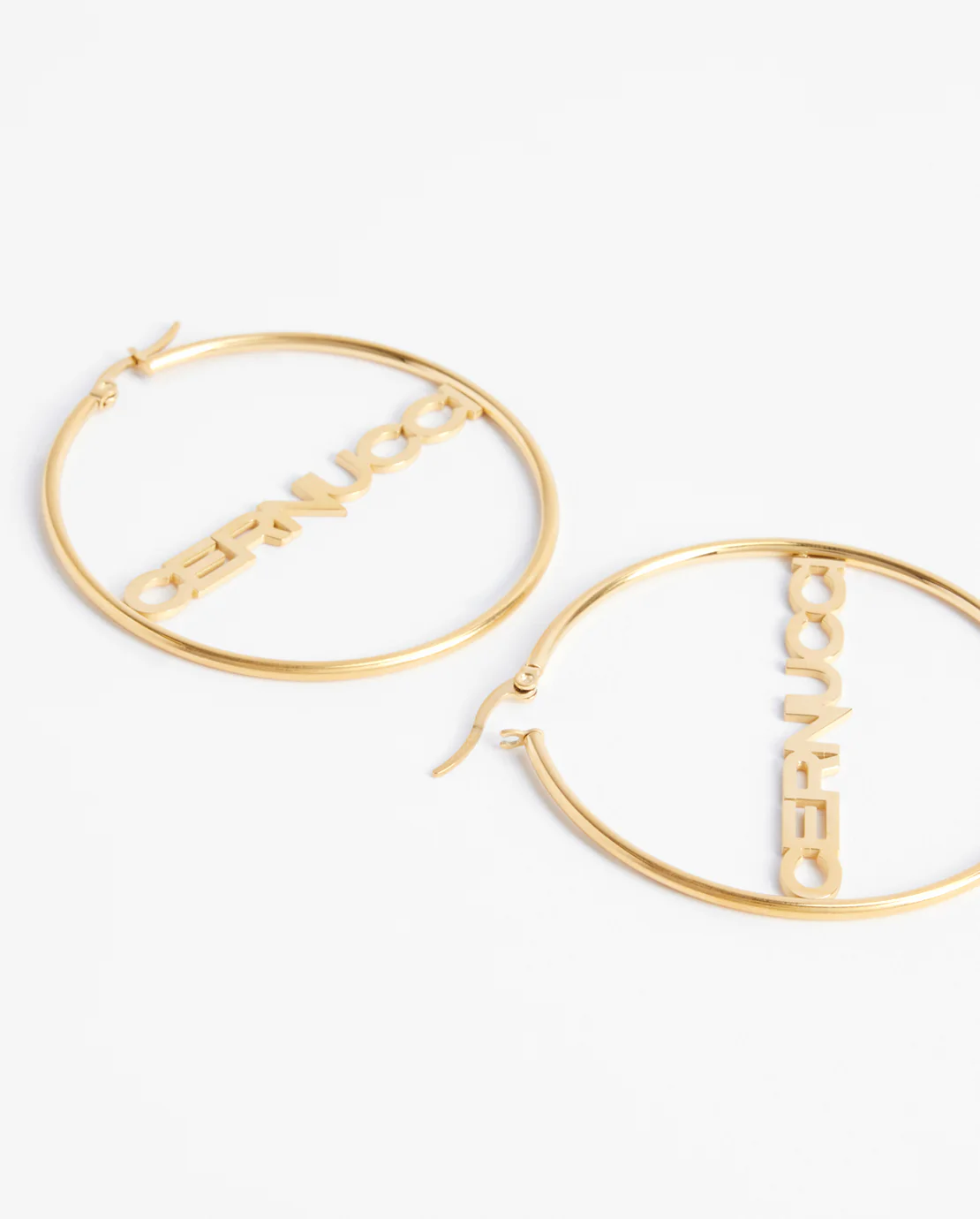 Cernucci Branded Small Hoop Earrings - Gold
