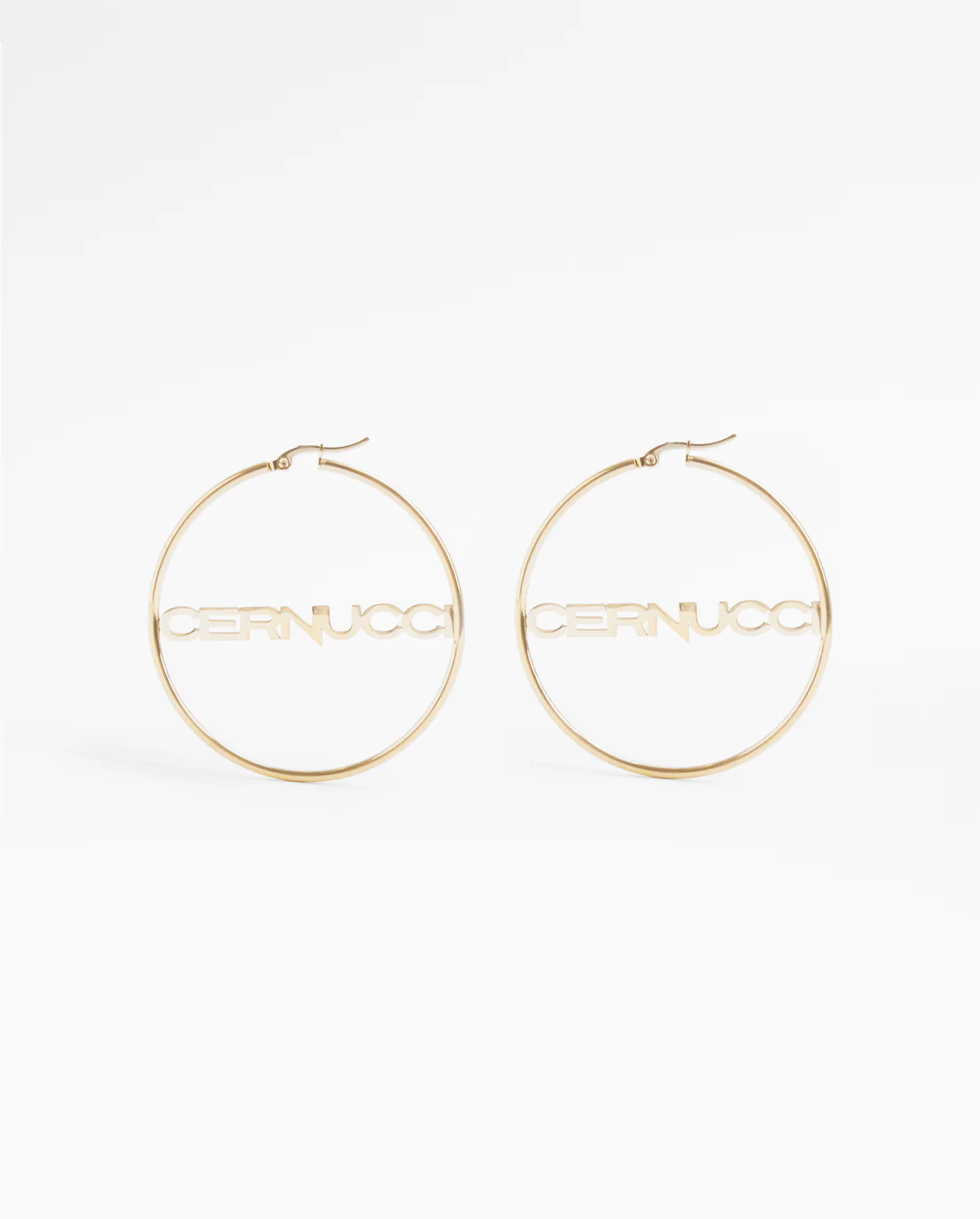 Cernucci Branded Small Hoop Earrings - Gold - Image 2
