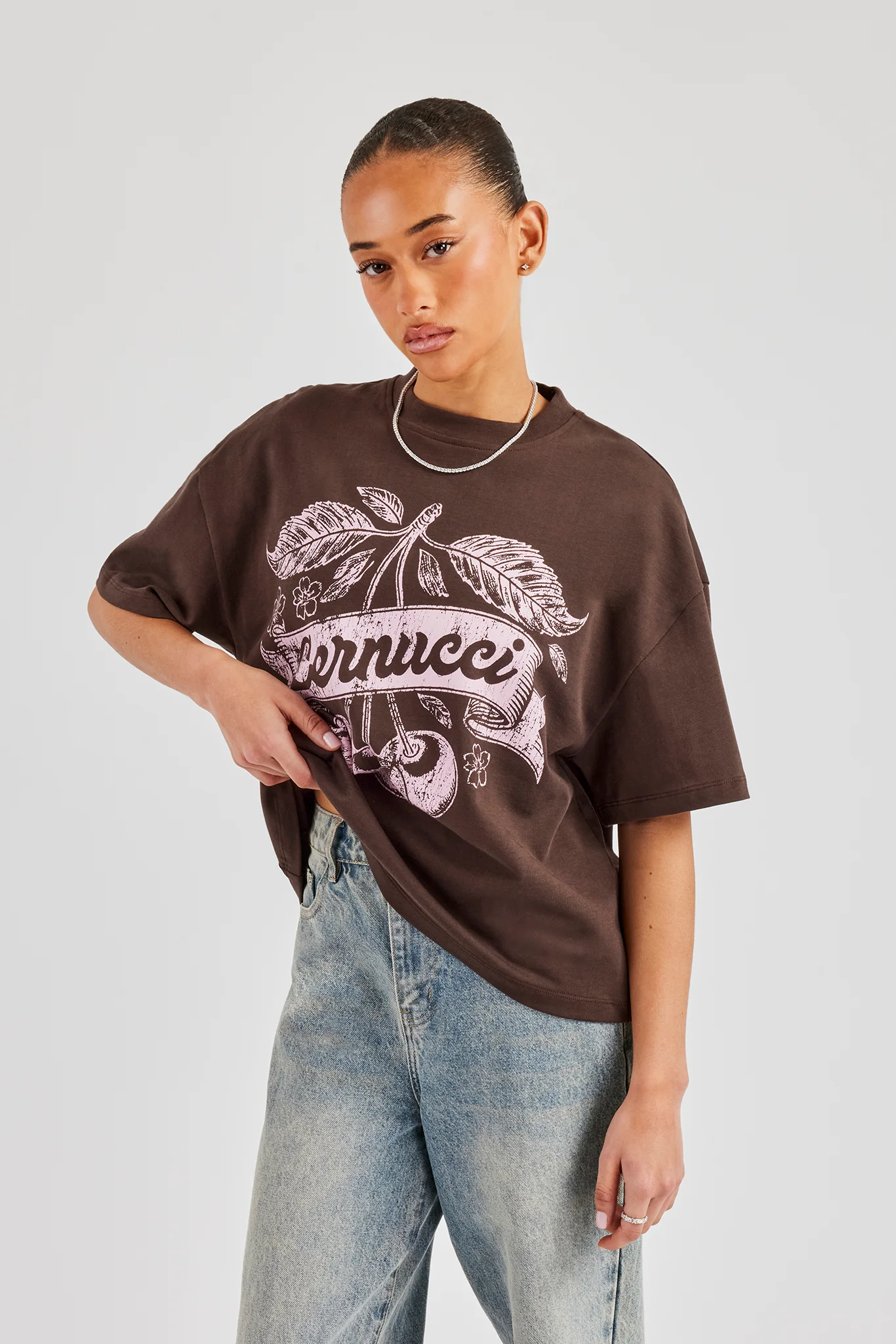 Cernucci Cherry Oversized T-Shirt - Chocolate - Image 3