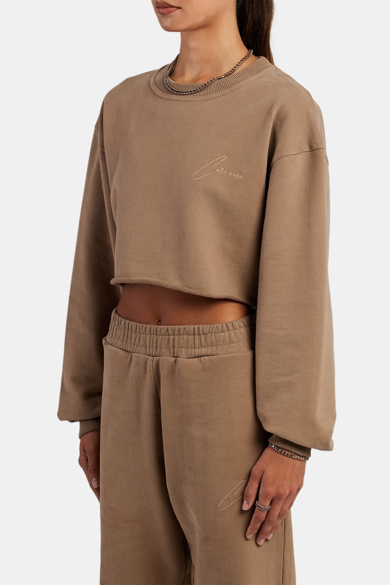 Cernucci Crop Sweatshirt - Coffee - Image 2