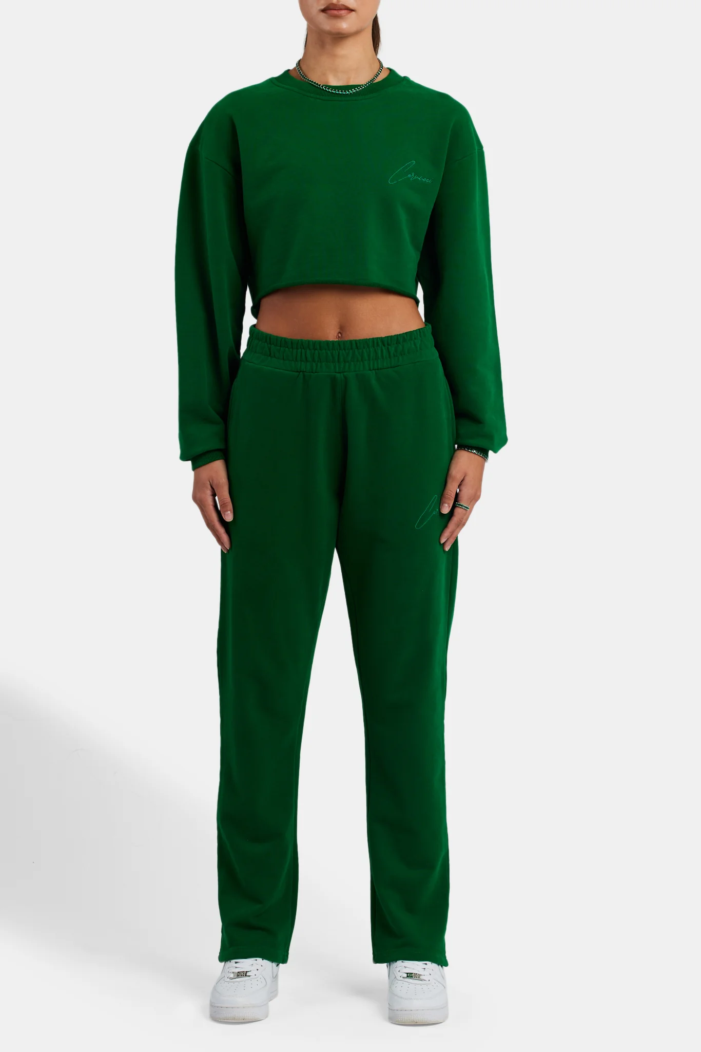 Cernucci Crop Sweatshirt - Dark Green - Image 2
