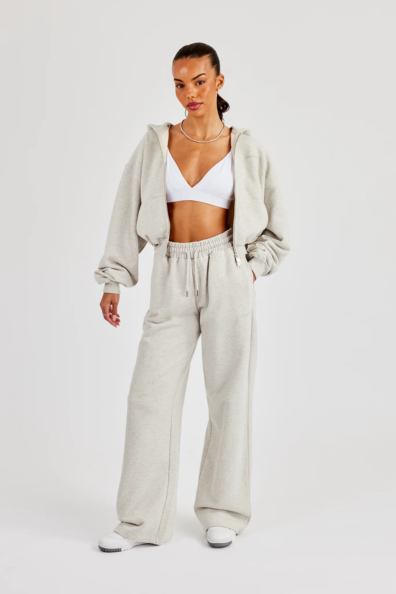 Cernucci Cropped Zip Through Tracksuit - Ash Grey - Image 2
