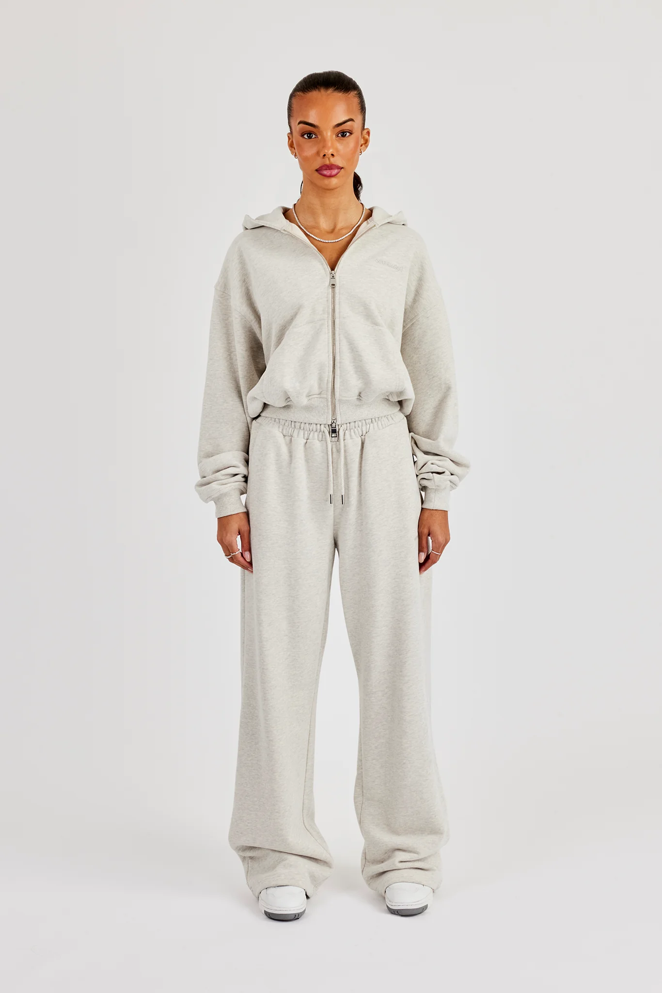 Cernucci Cropped Zip Through Tracksuit - Ash Grey - Image 6