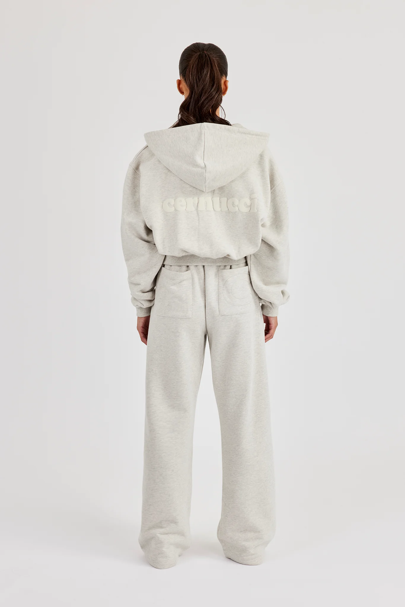 Cernucci Cropped Zip Through Tracksuit - Ash Grey - Image 7