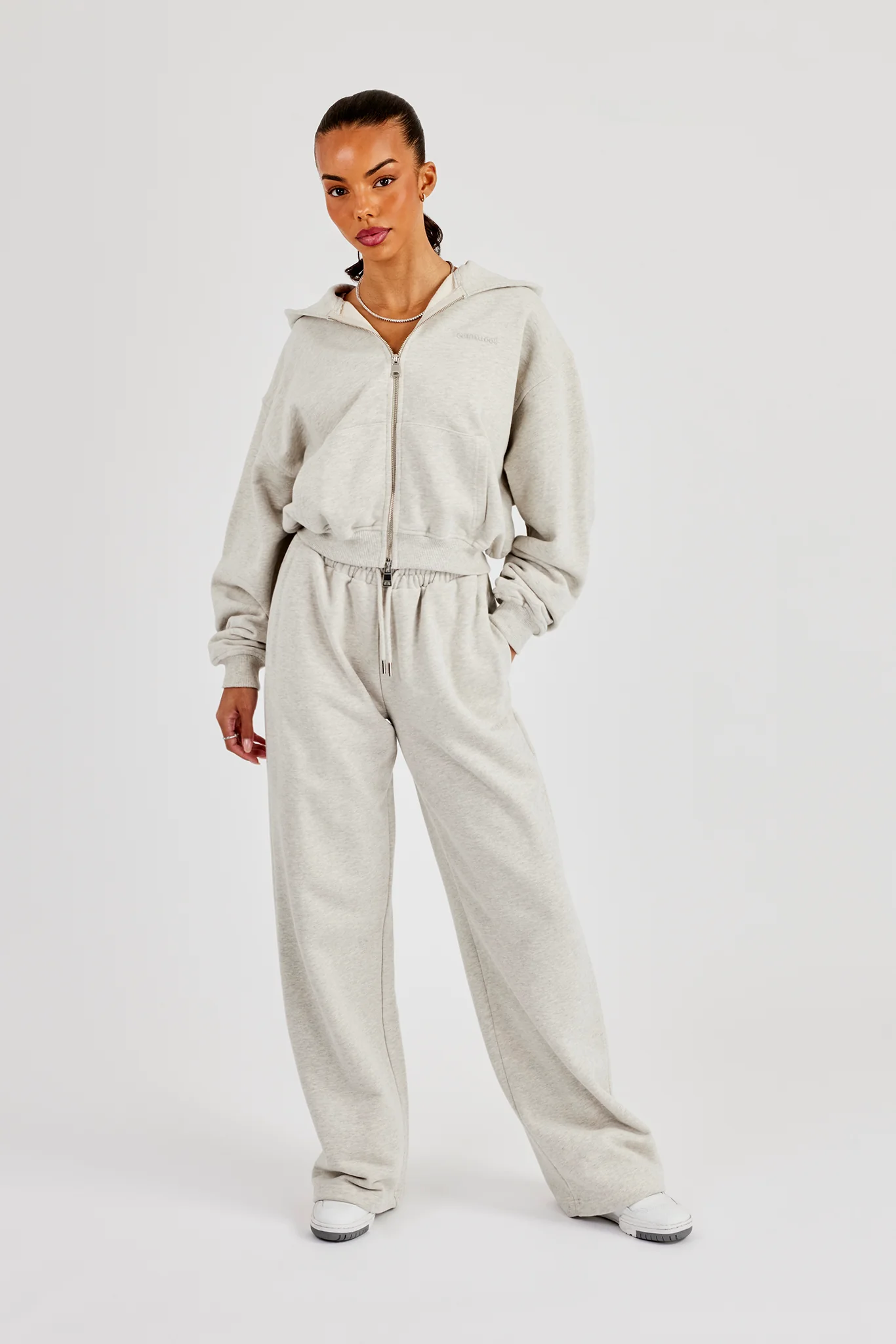 Cernucci Cropped Zip Through Tracksuit - Ash Grey - Image 8