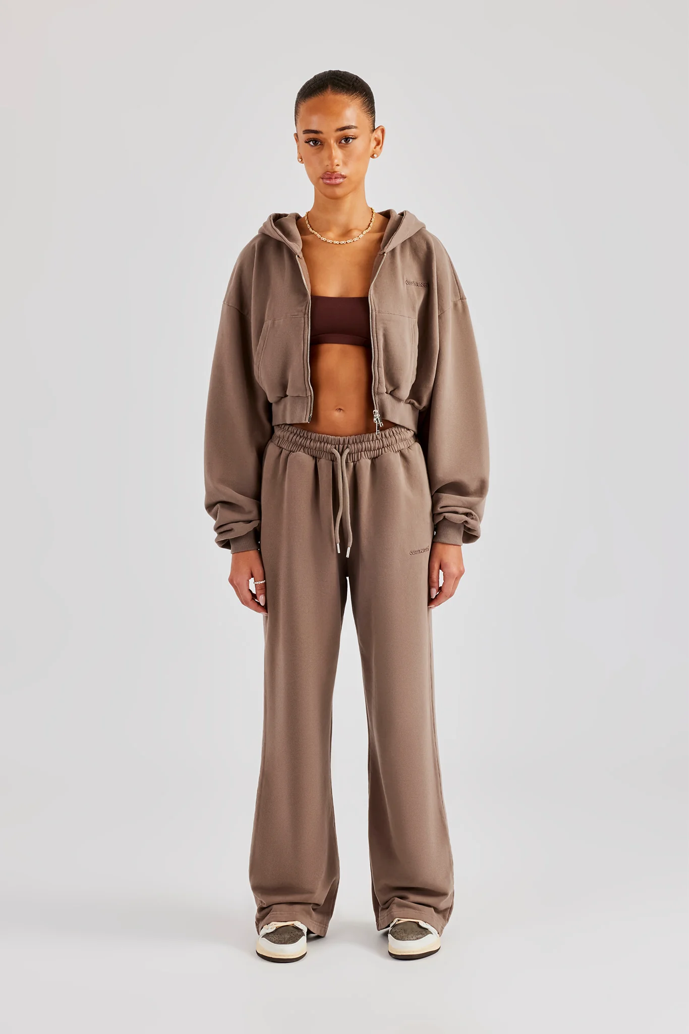 Cernucci Cropped Zip Through Tracksuit - Taupe - Image 5