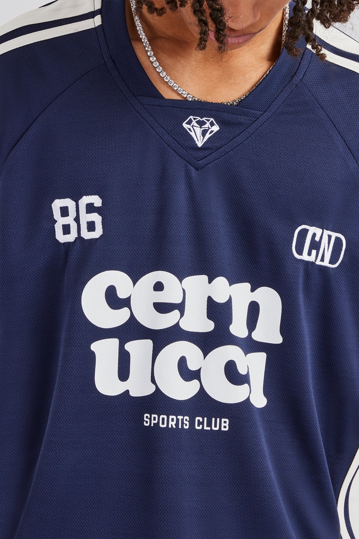 Cernucci Embroidered Football Top - Navy - Image 3