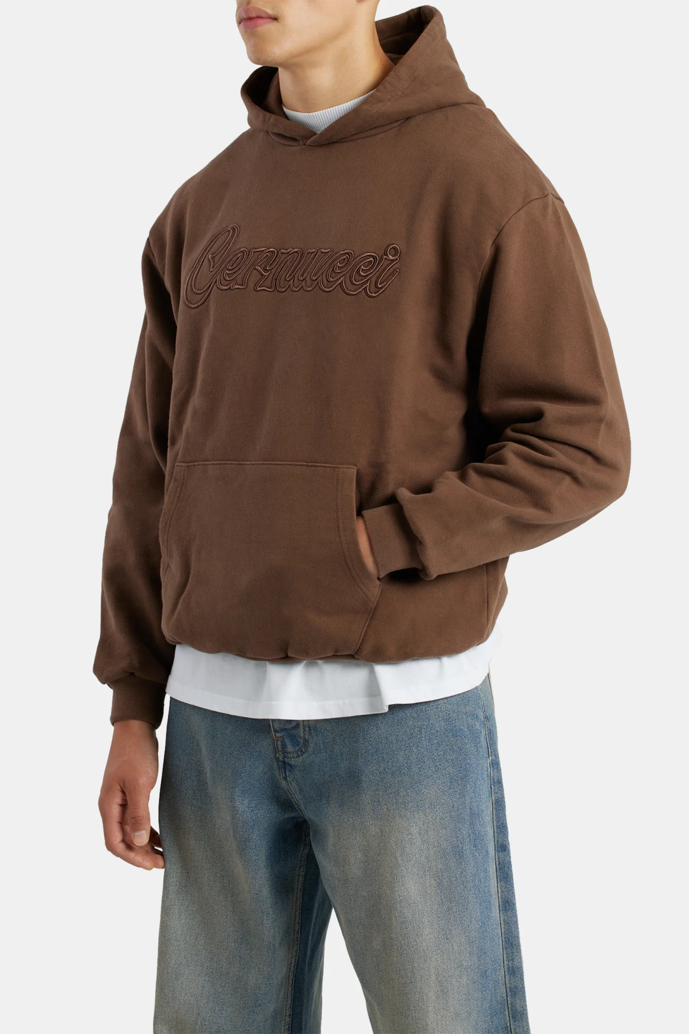 Cernucci Embroidered Hoodie - Chocolate - Image 5