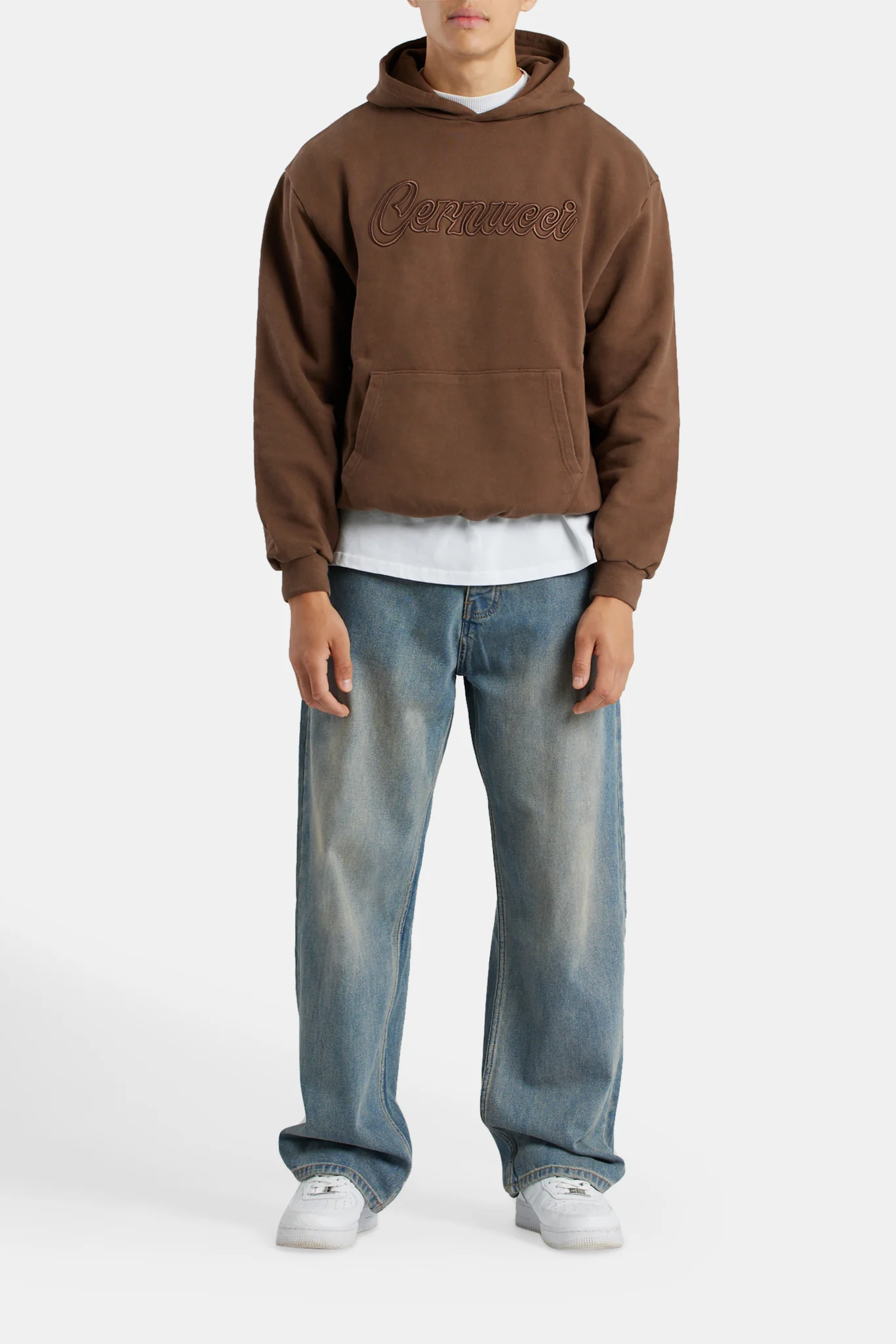 Cernucci Embroidered Hoodie - Chocolate - Image 6