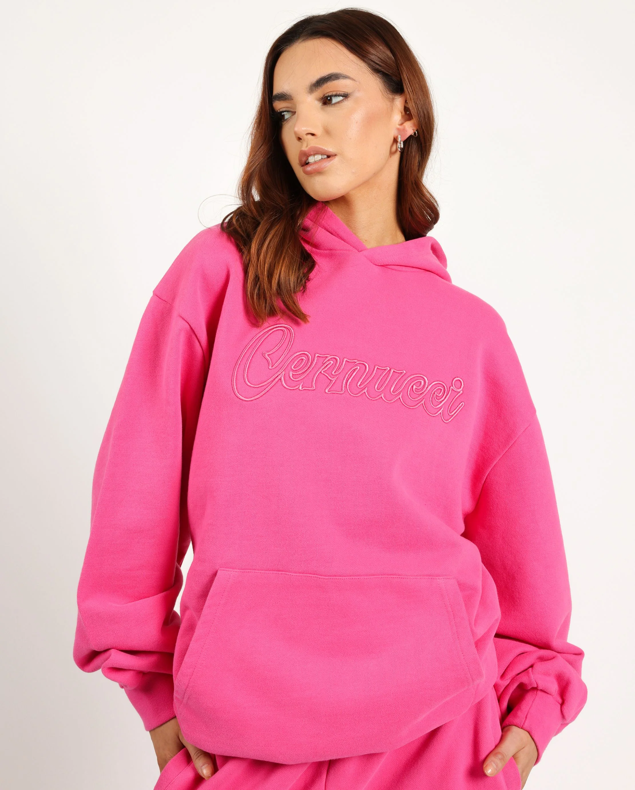 Cernucci Embroidered Hoodie - Pink - Image 4