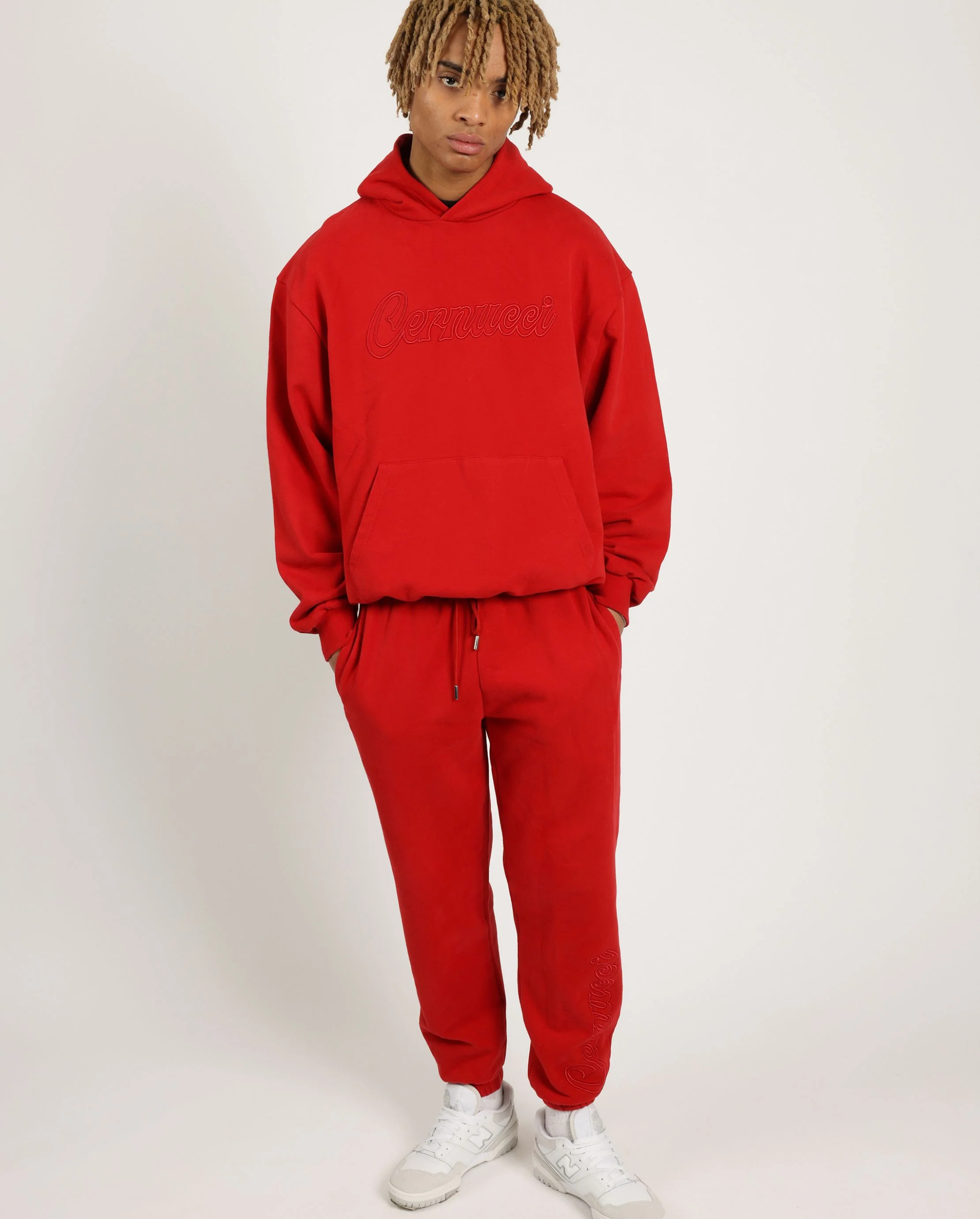 Cernucci Embroidered Hoodie - Red - Image 4
