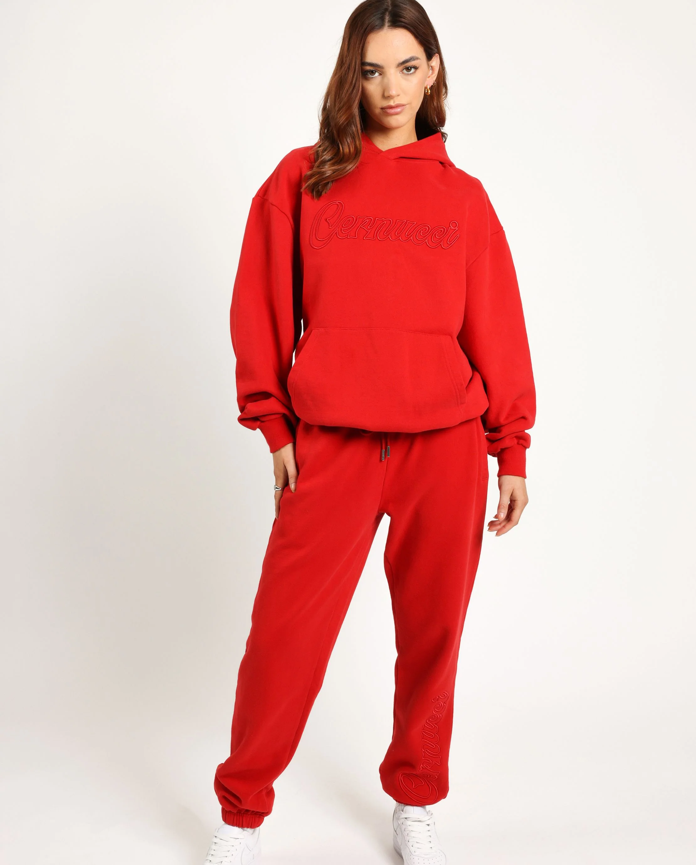 Cernucci Embroidered Hoodie - Red - Image 5