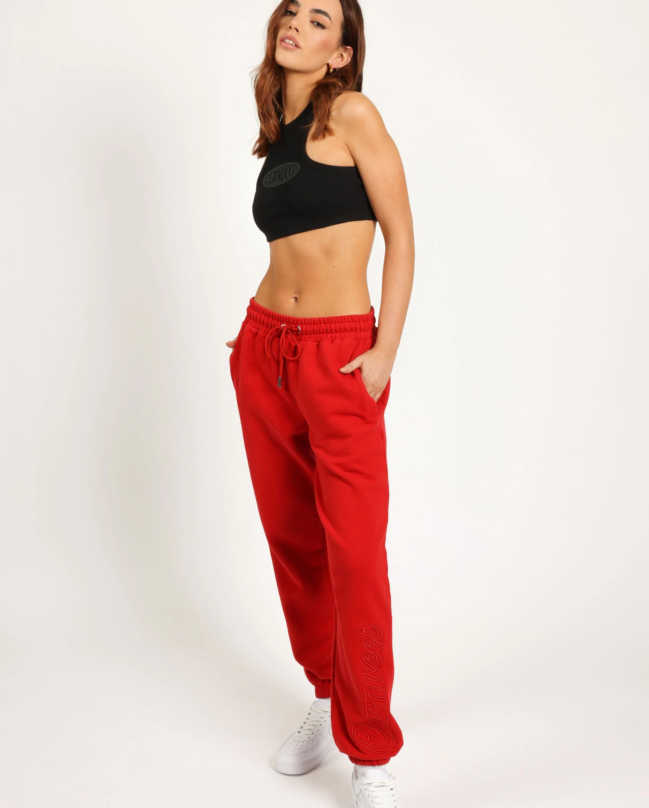 Cernucci Embroidered Jogger - Red - Image 5