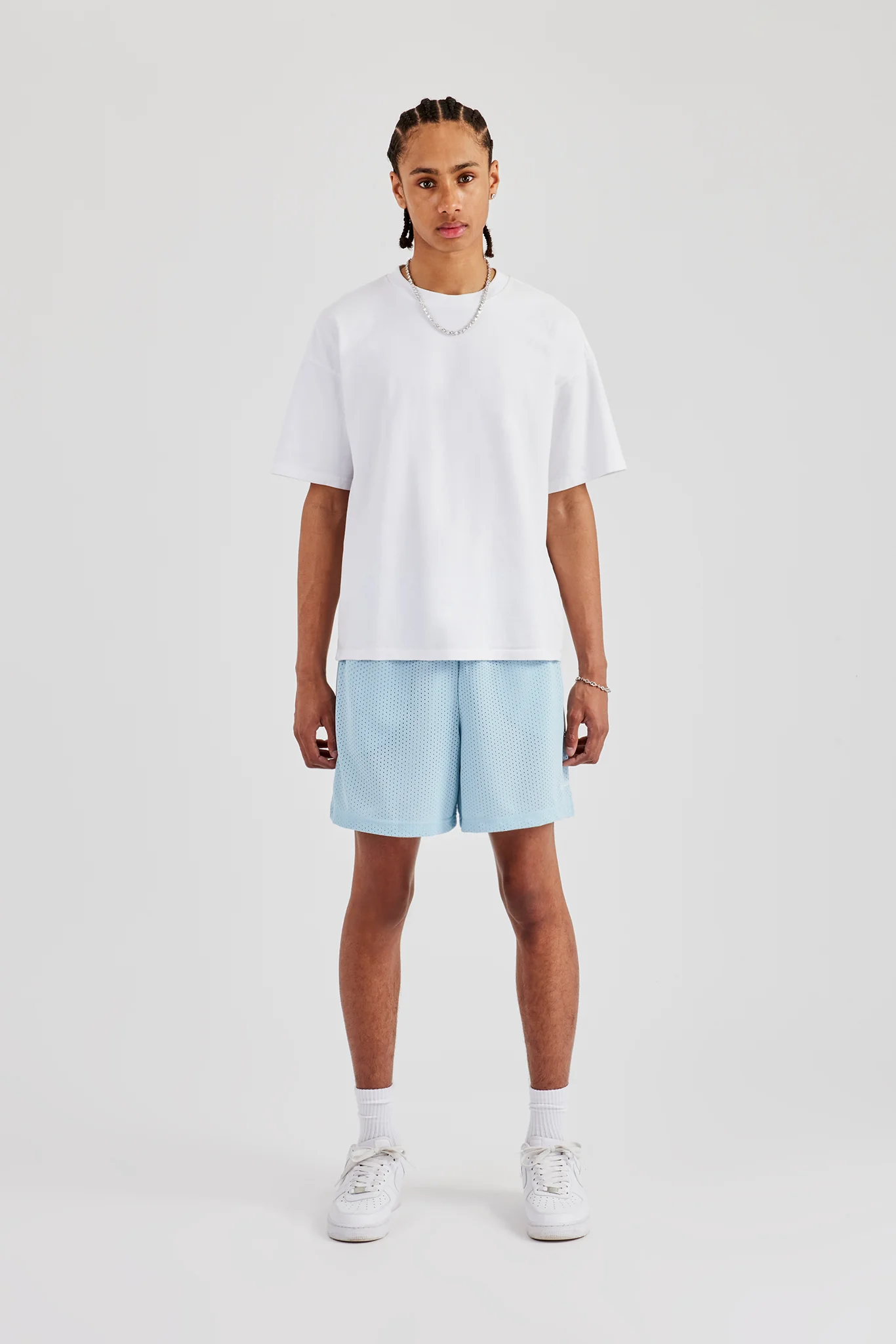 Cernucci Embroidered Mesh Short - Light Blue - Image 4