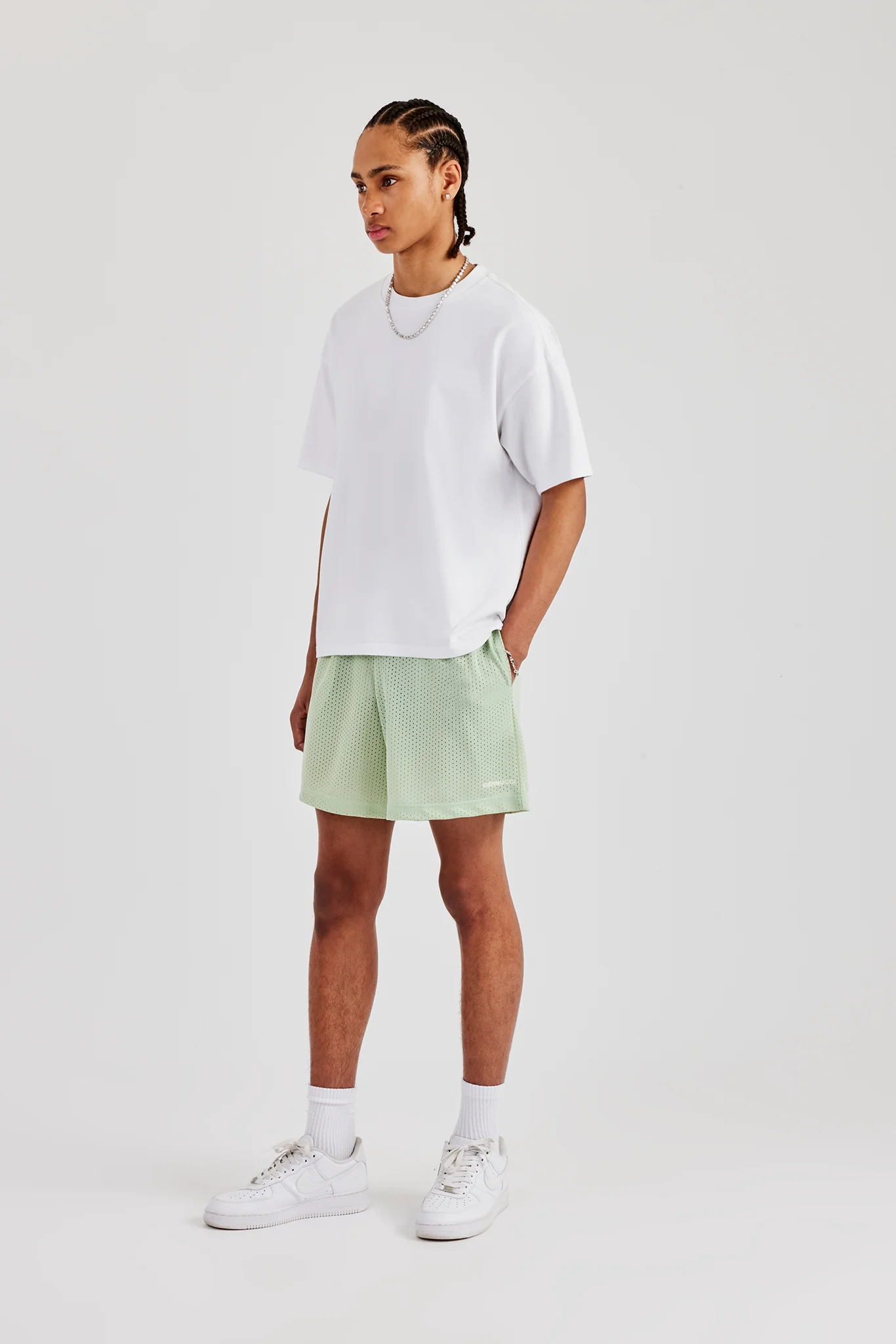 Cernucci Embroidered Mesh Short - Sage - Image 5