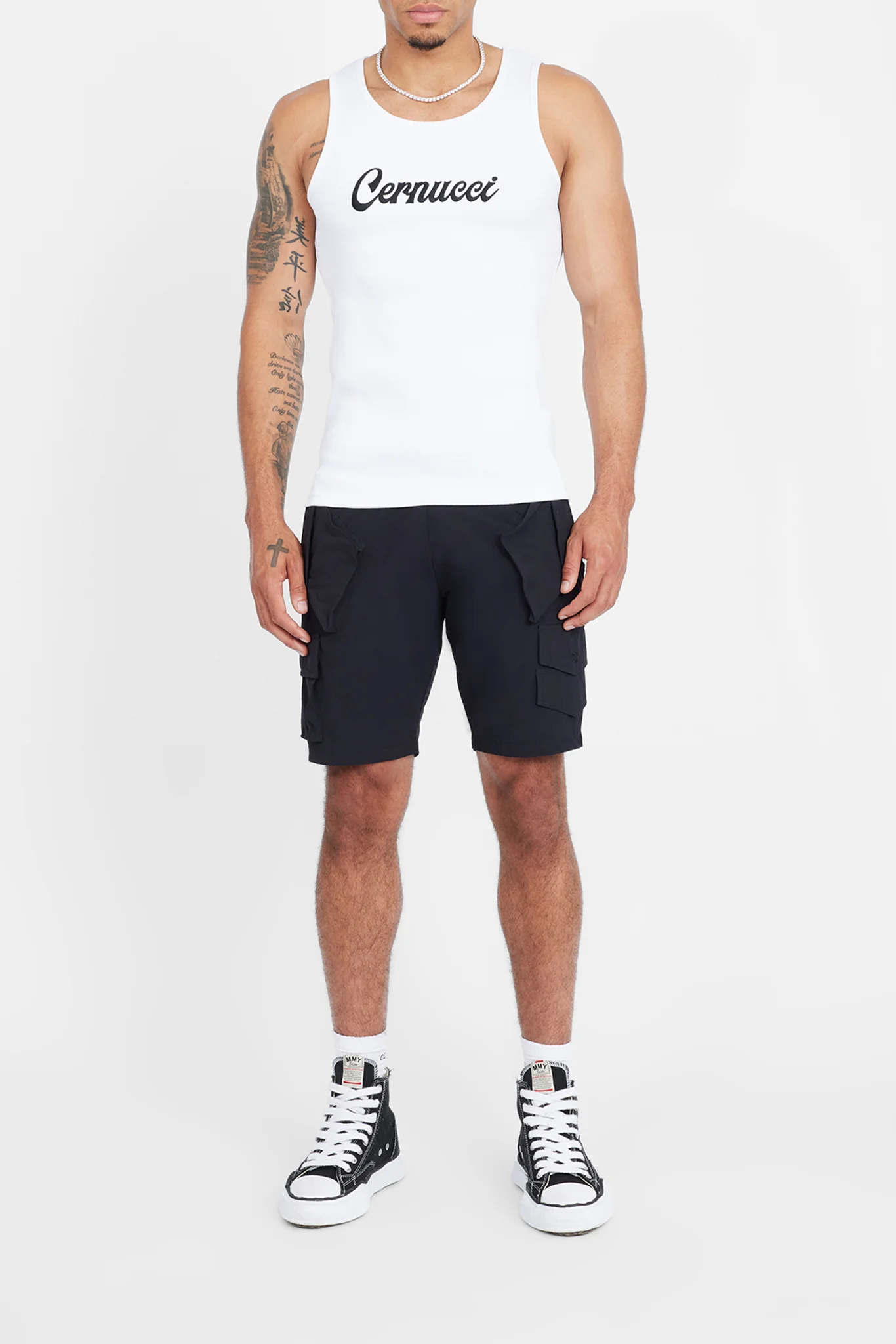 Cernucci Embroidered Muscle Fit Vest - White - Image 2