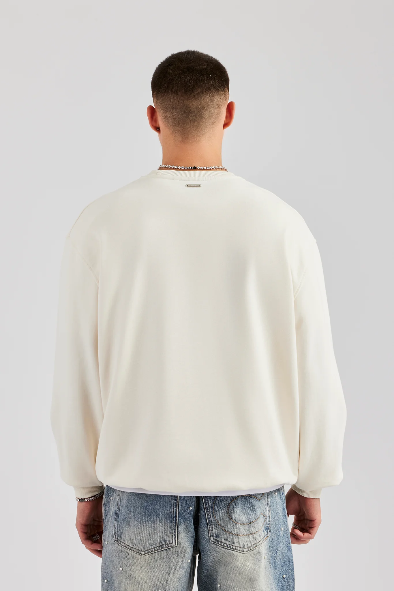 Cernucci Embroidered Oversized Sweatshirt - Off White - Image 4