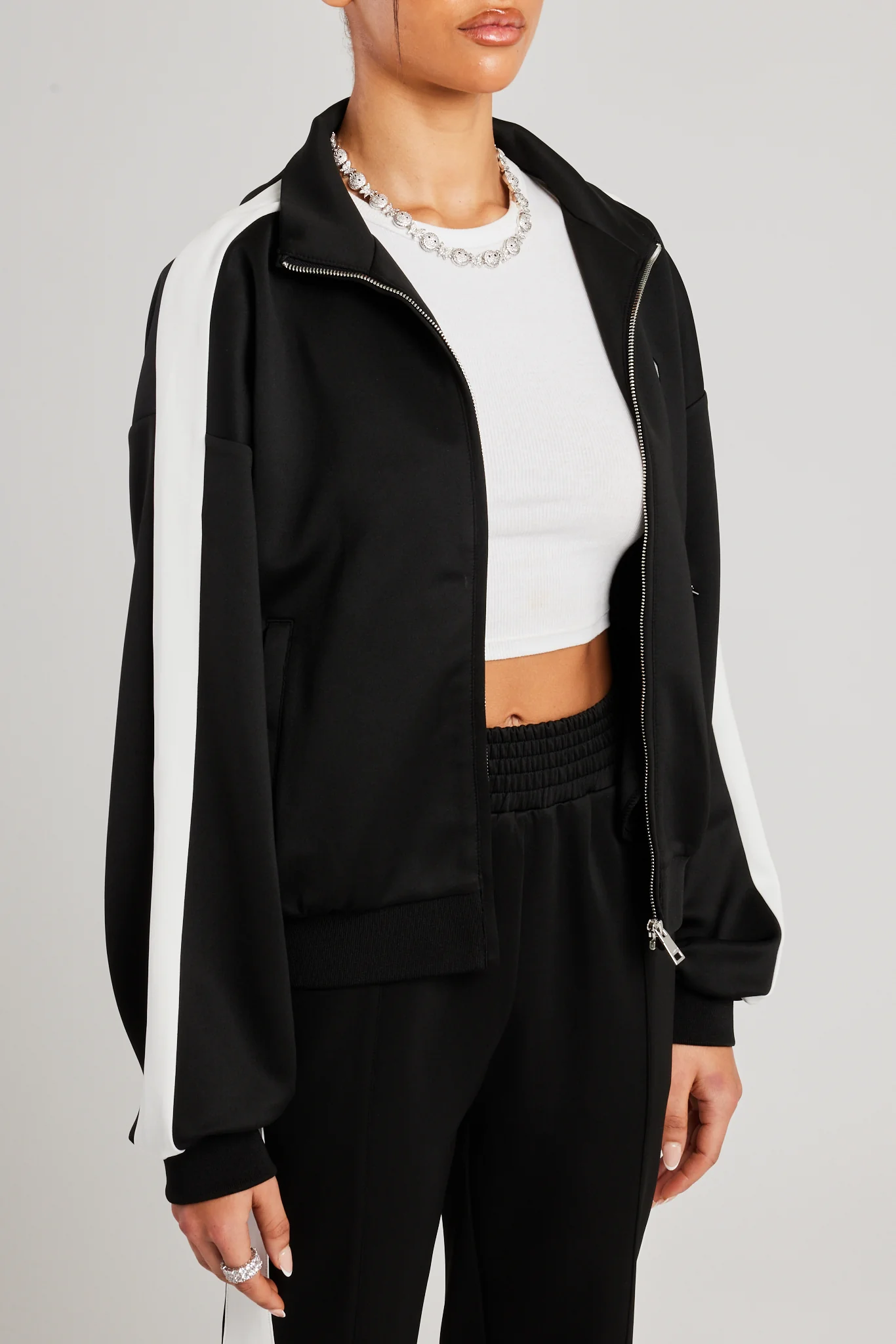 Cernucci Embroidered Varsity Track Jacket - Black - Image 4