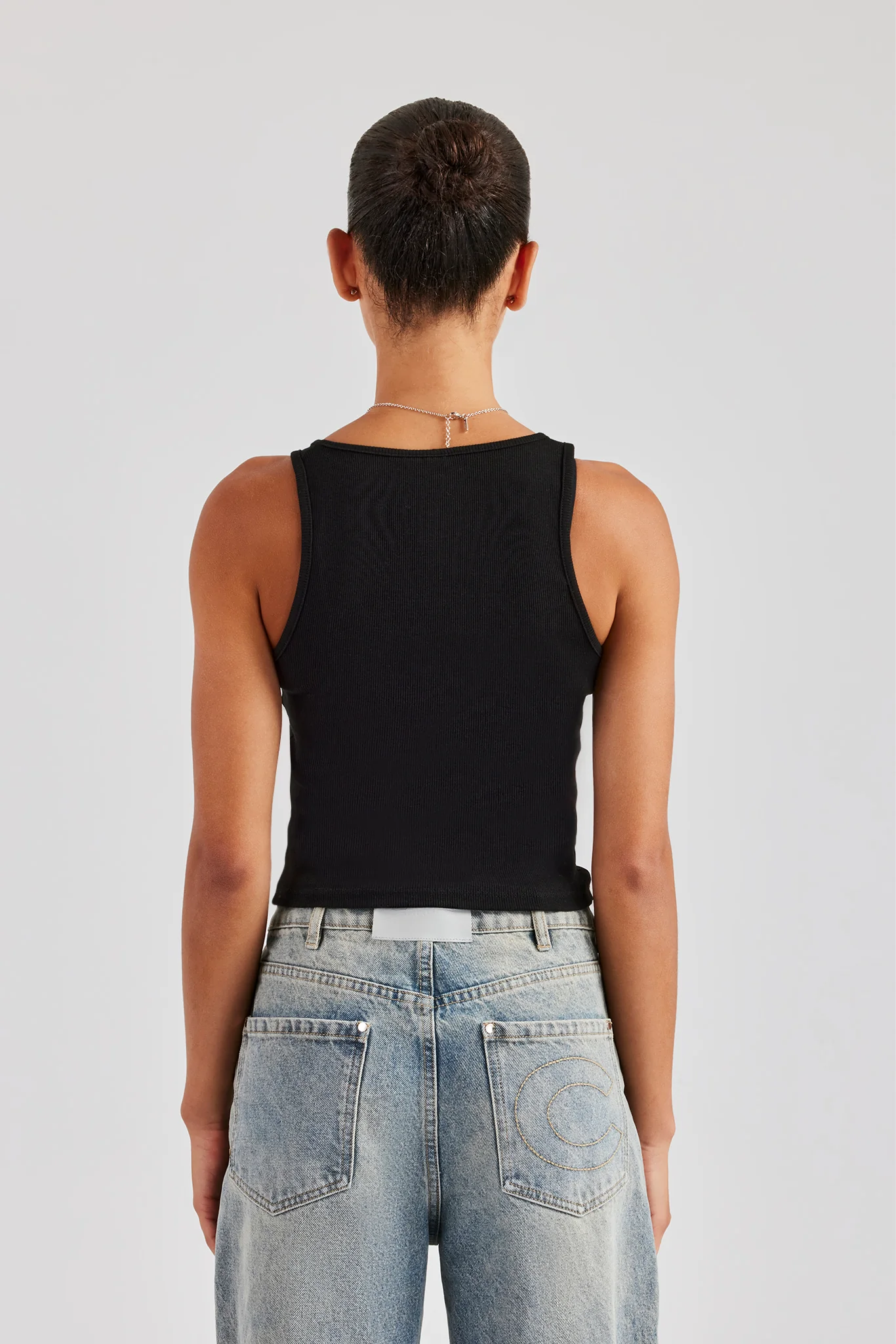 Cernucci Embroidered Vest Top - Black - Image 3