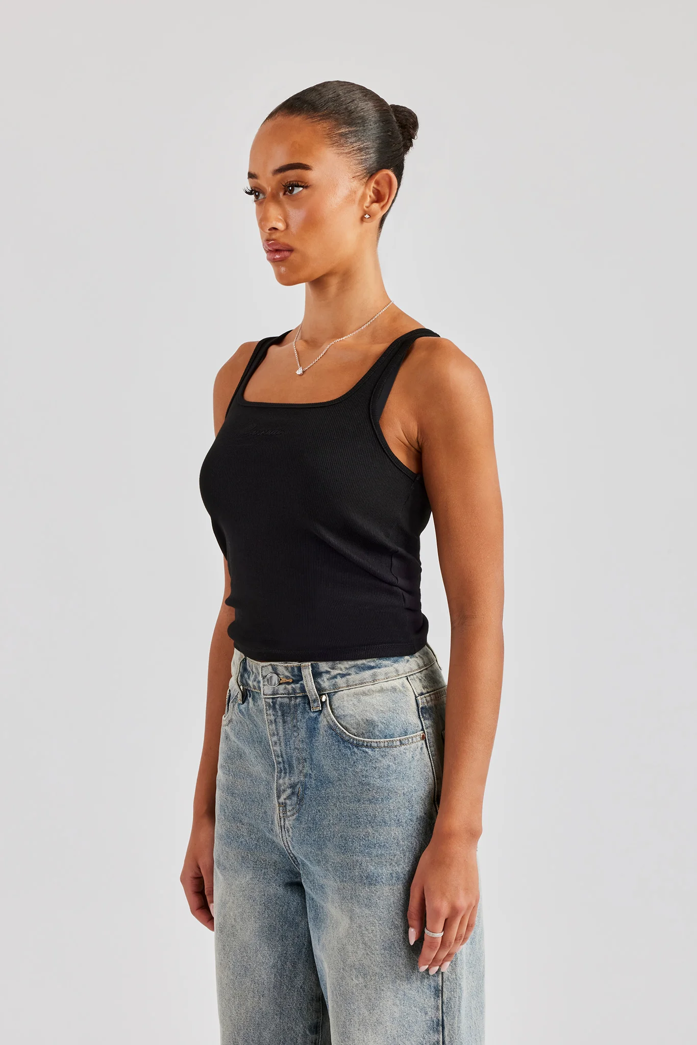 Cernucci Embroidered Vest Top - Black - Image 4