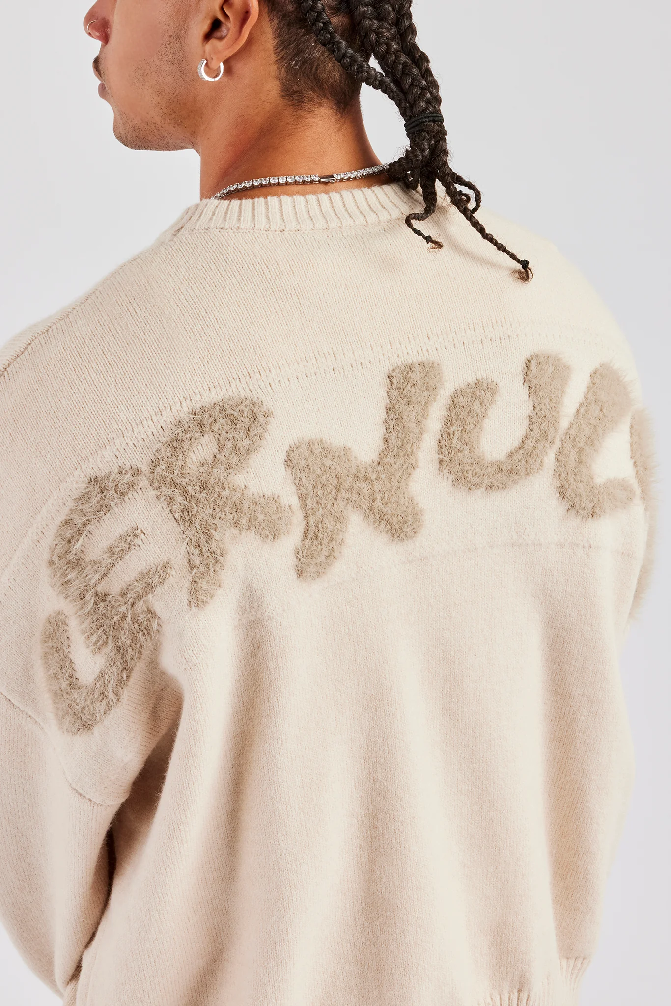 Cernucci Fluffy Intarsia Sweater - Off White - Image 3