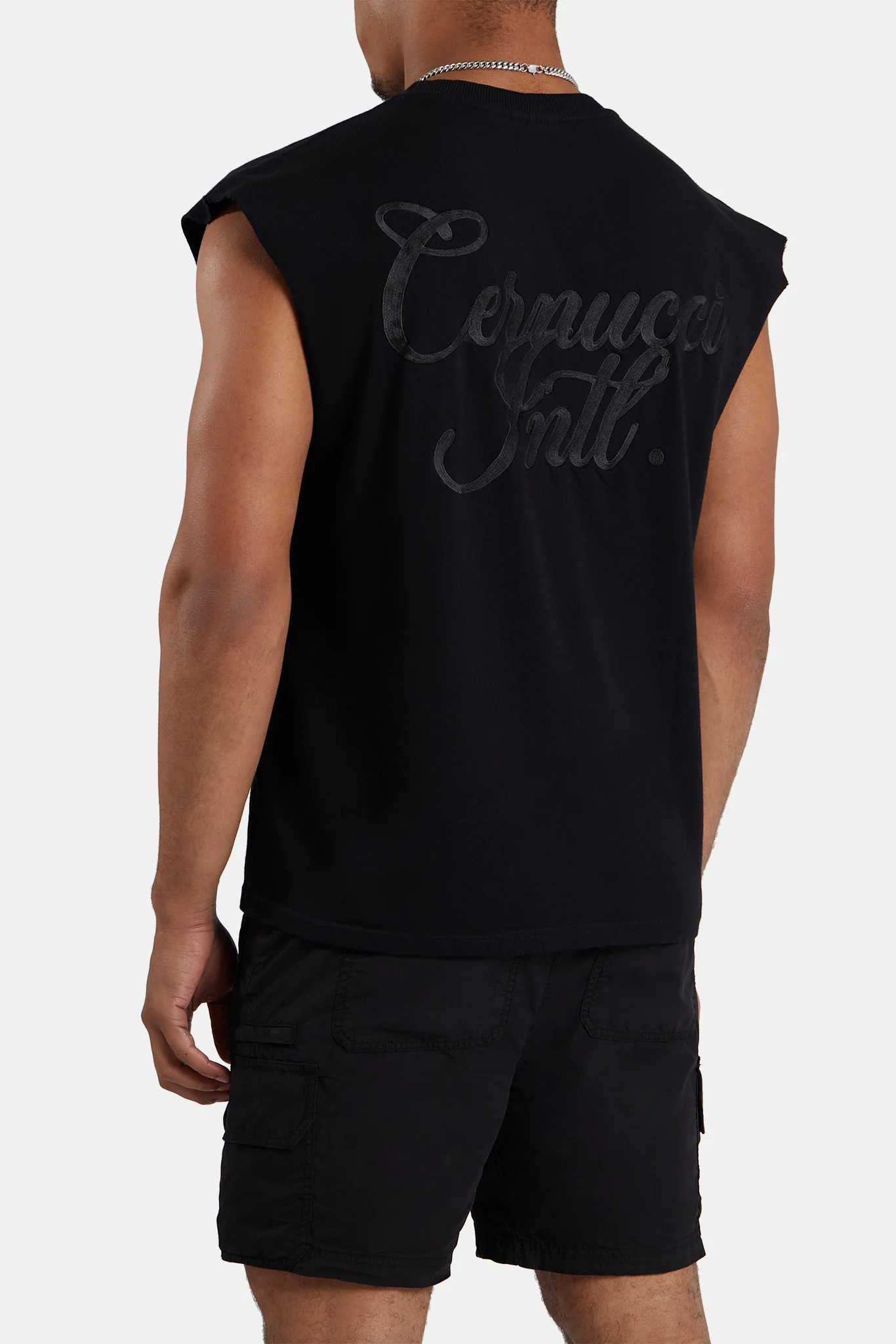 Cernucci International Embroidered Oversized Tank - Black - Image 2
