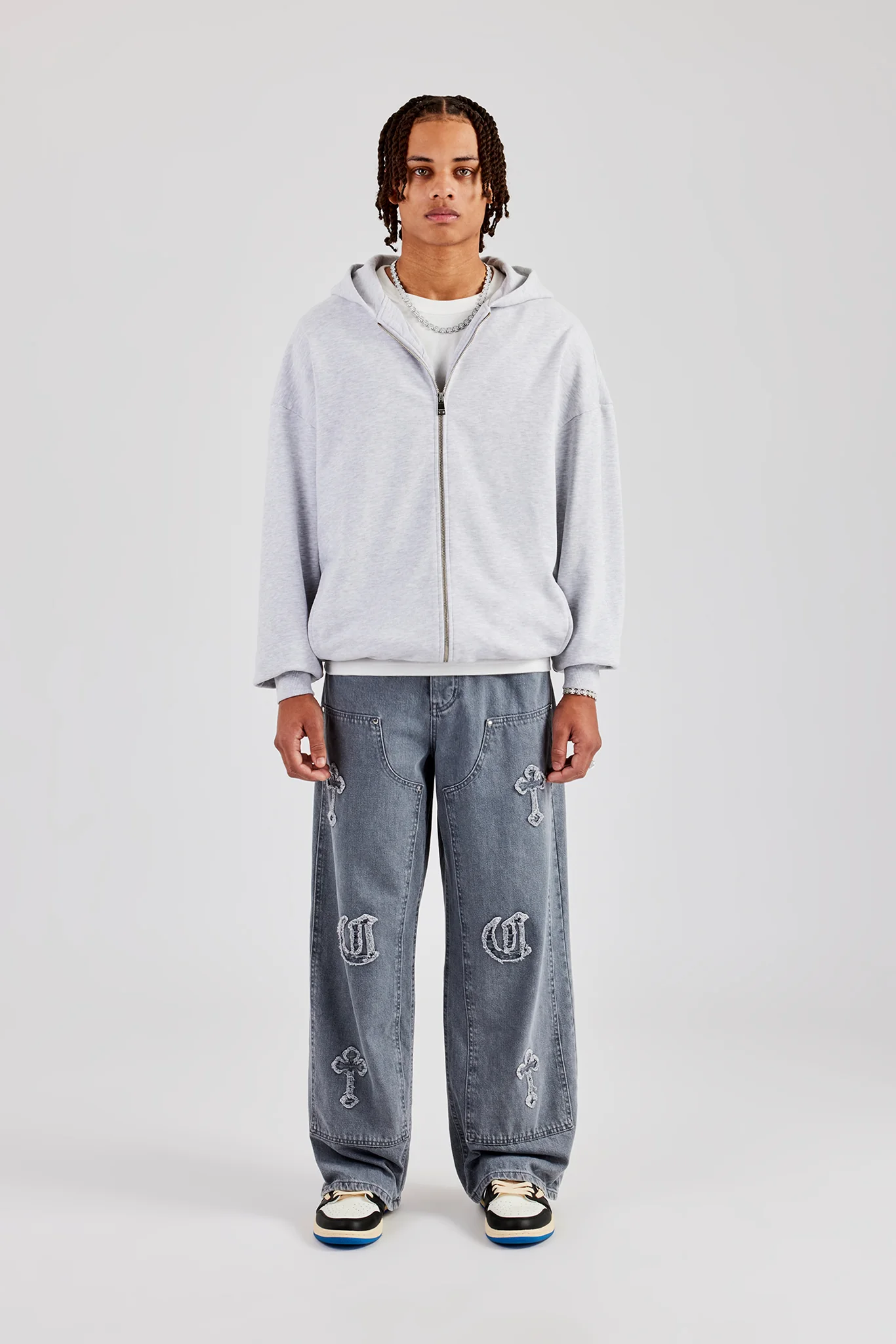 Zip Through Hoodie - Ash Grey - Image 4
