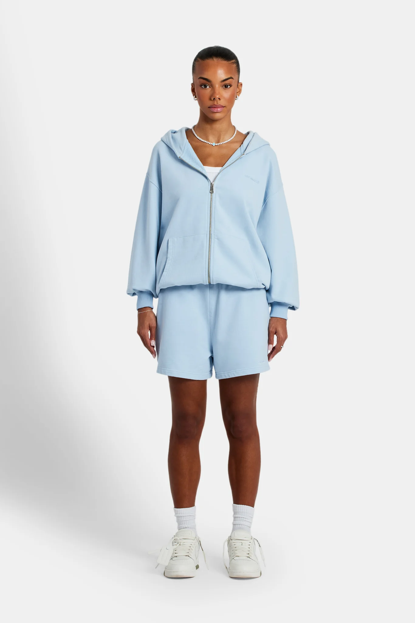 Cernucci Zip Through Hoodie - Light Blue - Image 3
