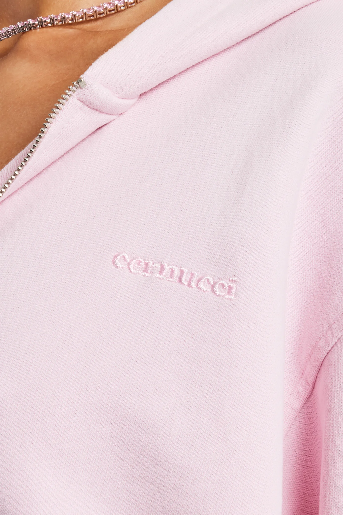 Cernucci Zip Through Hoodie & Short Set  - Pink - Image 3
