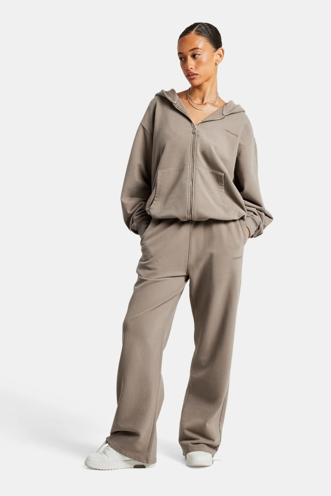 Cernucci Zip Through Hoodie - Taupe - Image 4