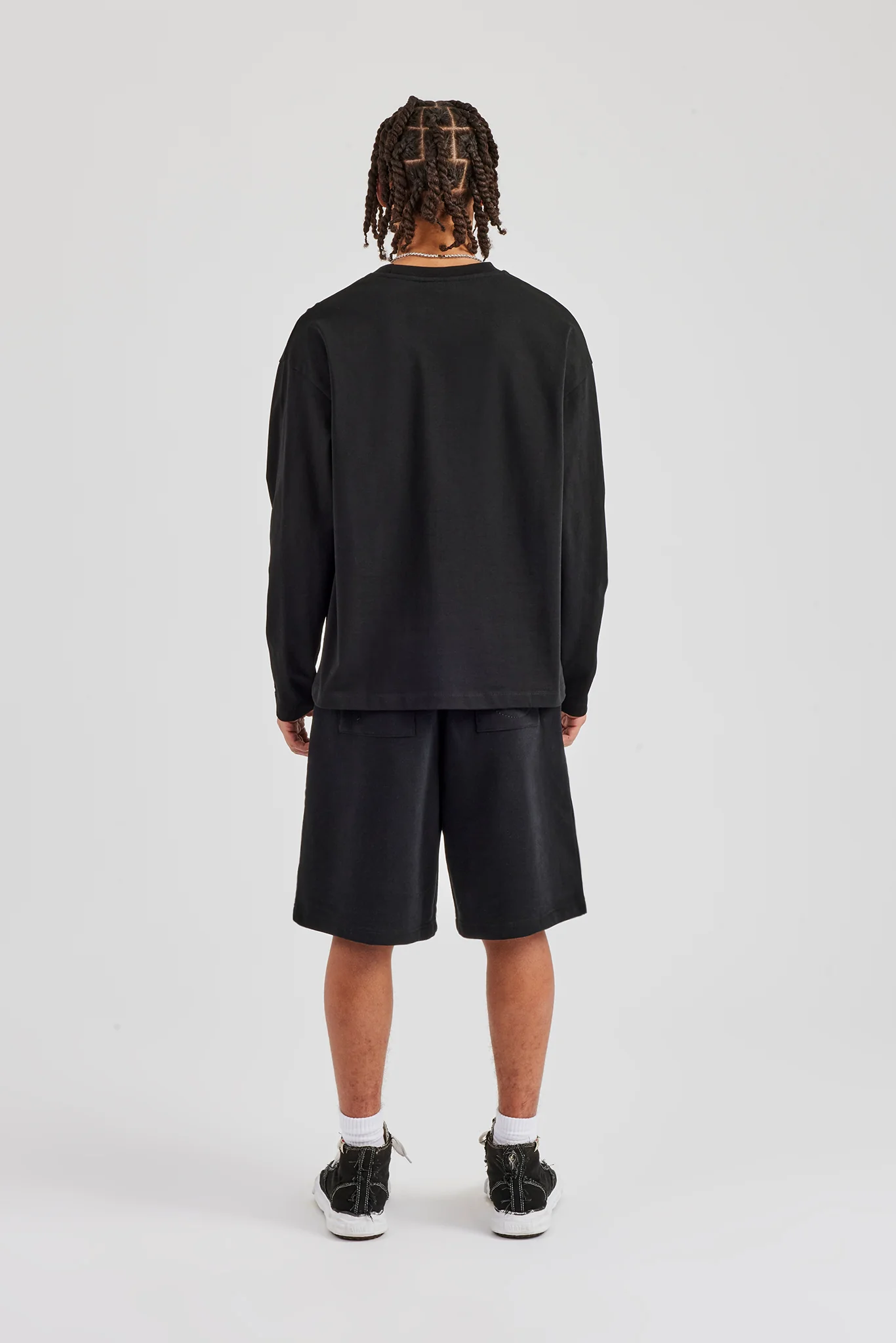 Cernucci Long Sleeve Regular T-Shirt & Washed Jersey Jort - Black - Image 3