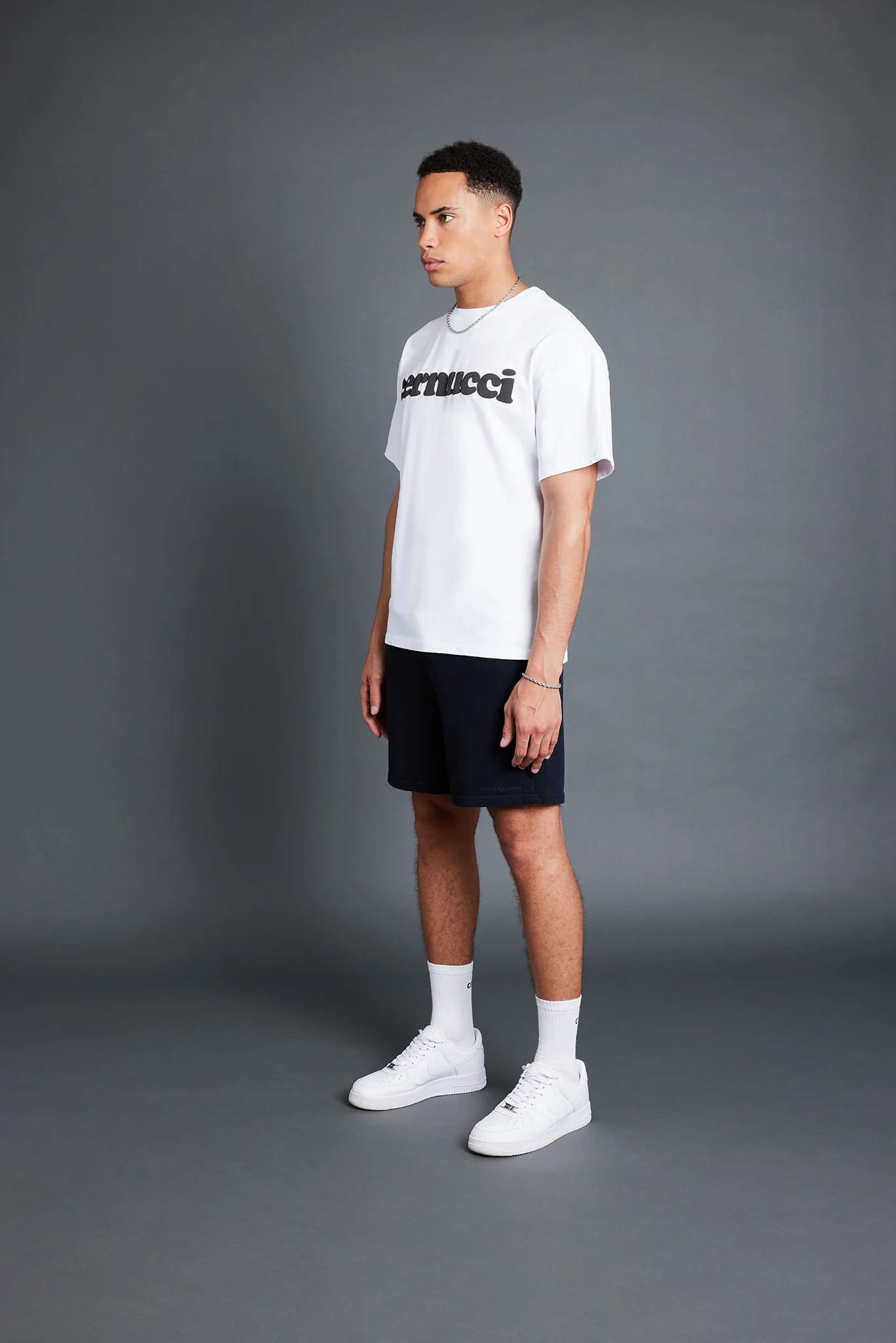 Cernucci Mens Puff Print T-Shirt - White - Image 2