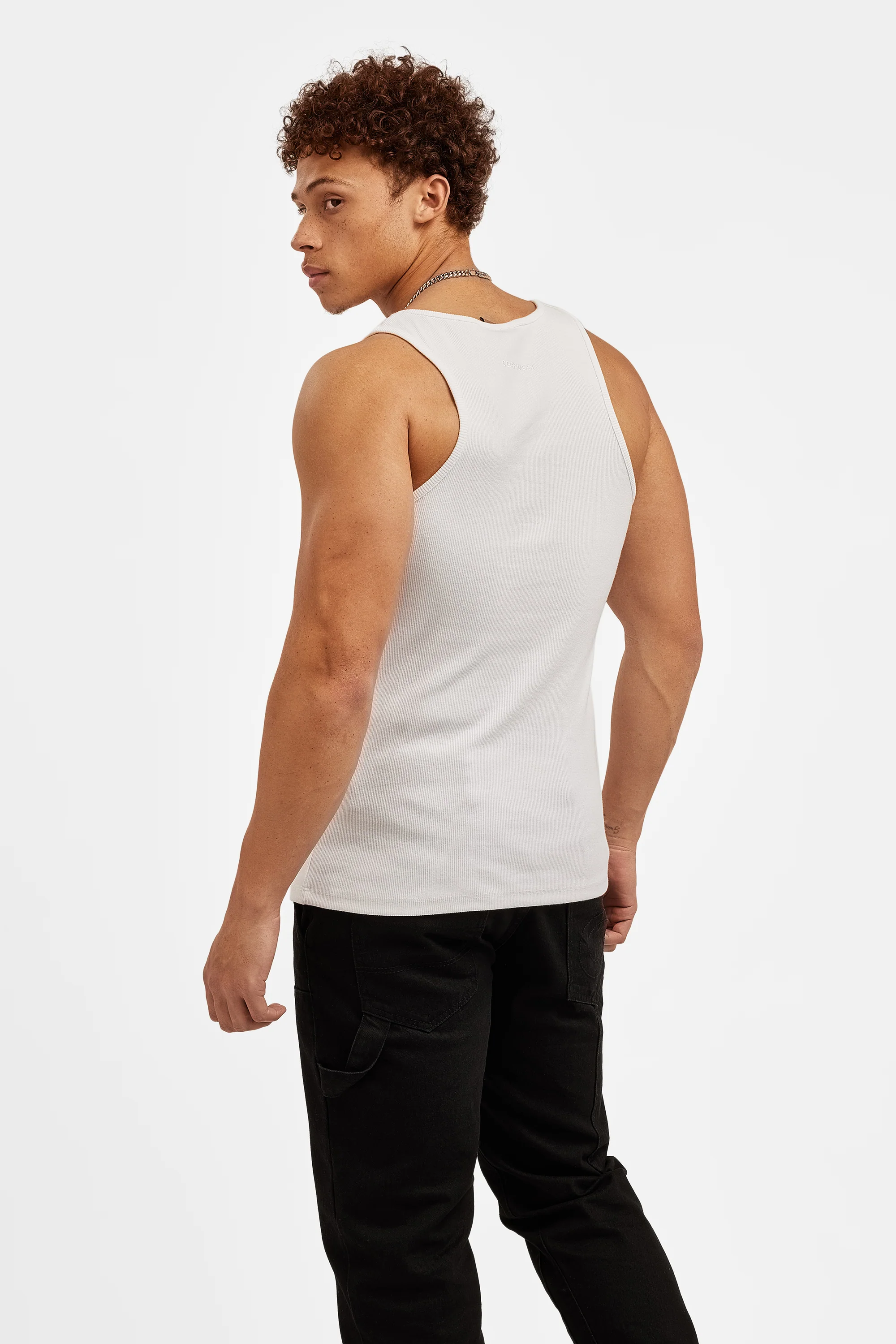 Cernucci Muscle Fit Ribbed Vest - White - Image 2