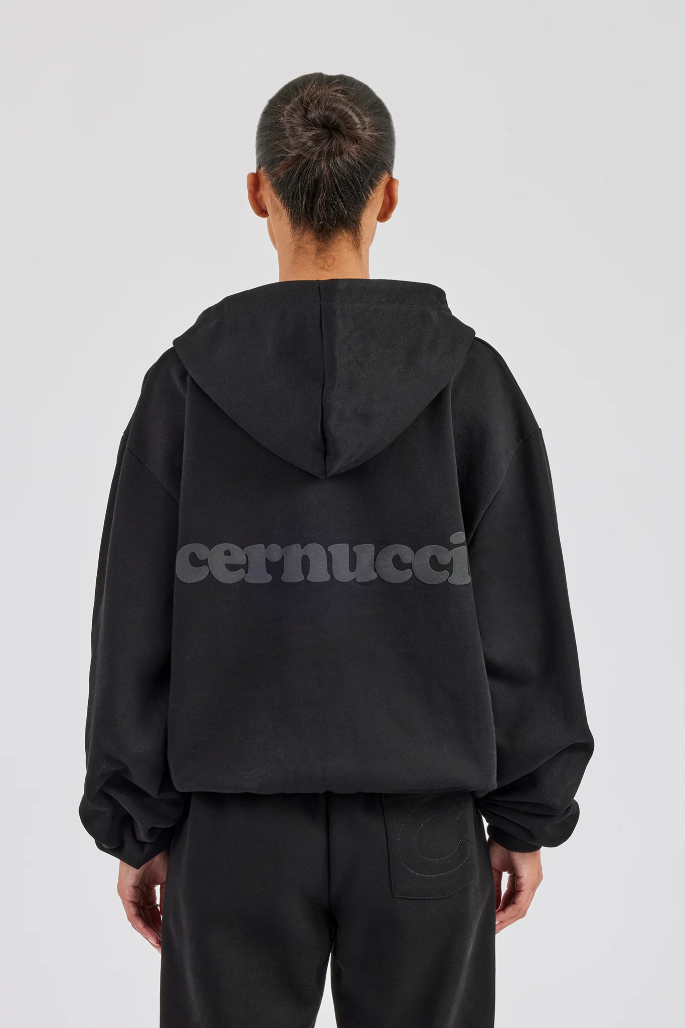 Cernucci Oversized Zip Through Hoodie - Black - Image 3