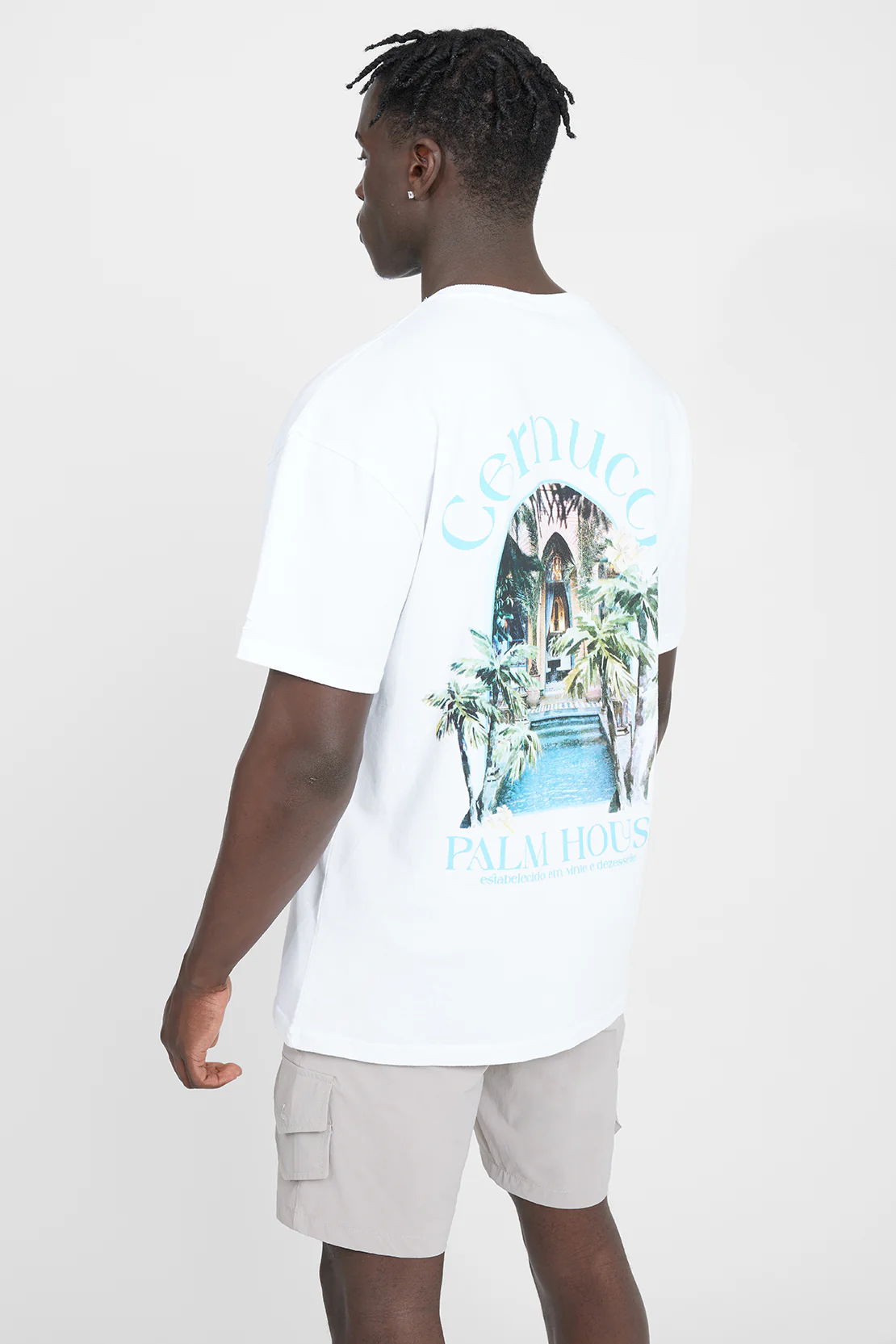 Cernucci Palm House Graphic T-Shirt - White - Image 4