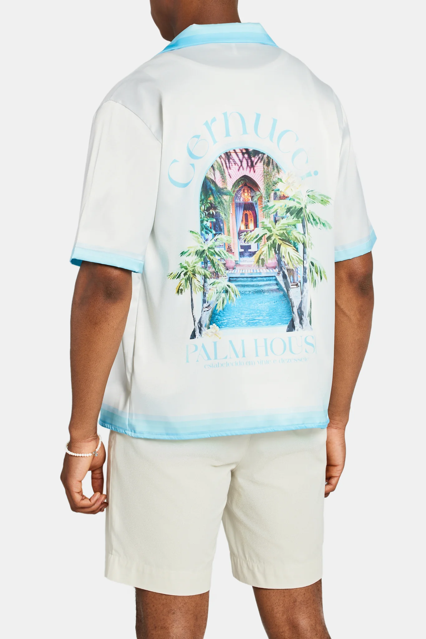 Cernucci Palm House Satin Shirt - Ecru - Image 2