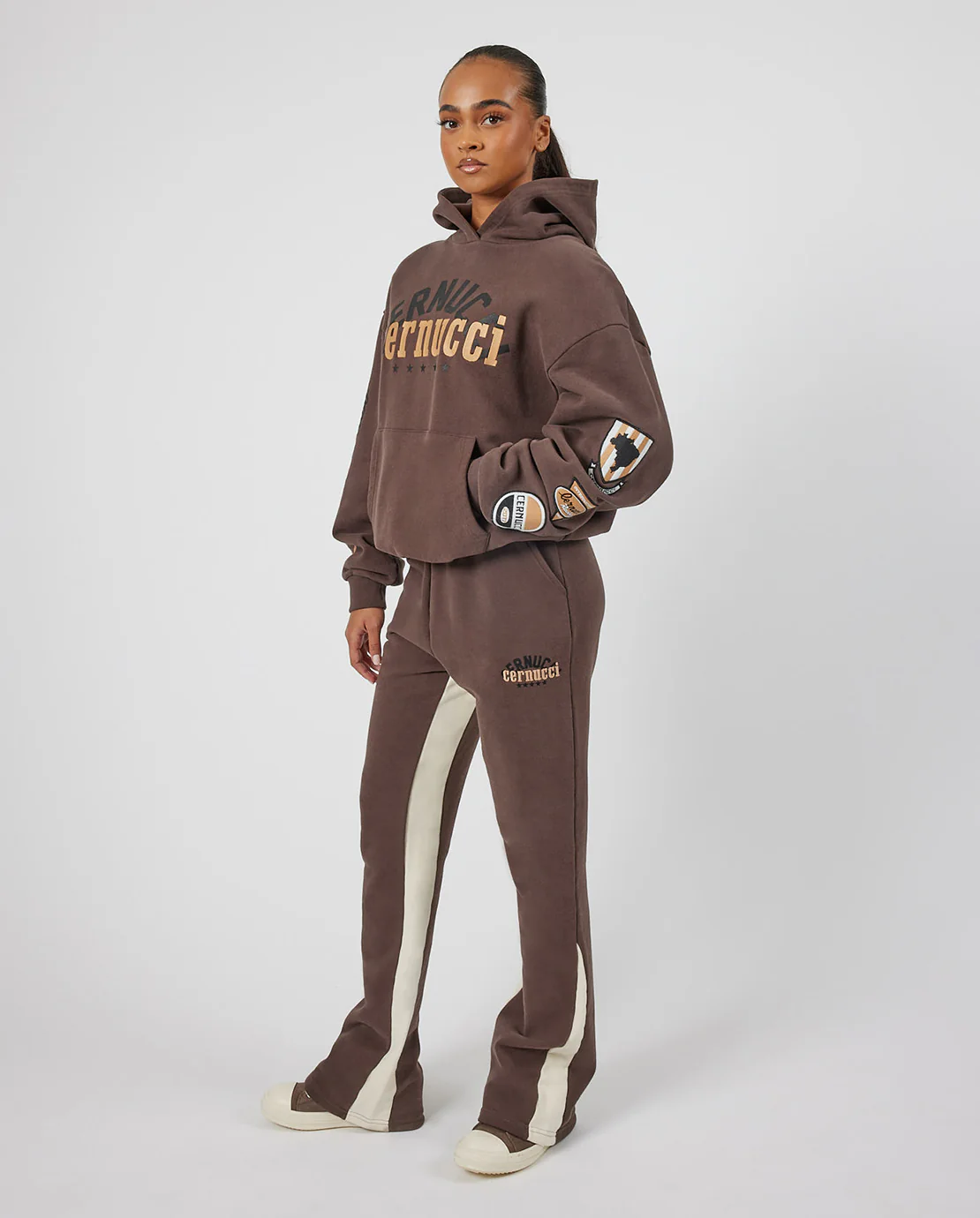 Cernucci Panelled Jogger - Chocolate - Image 2