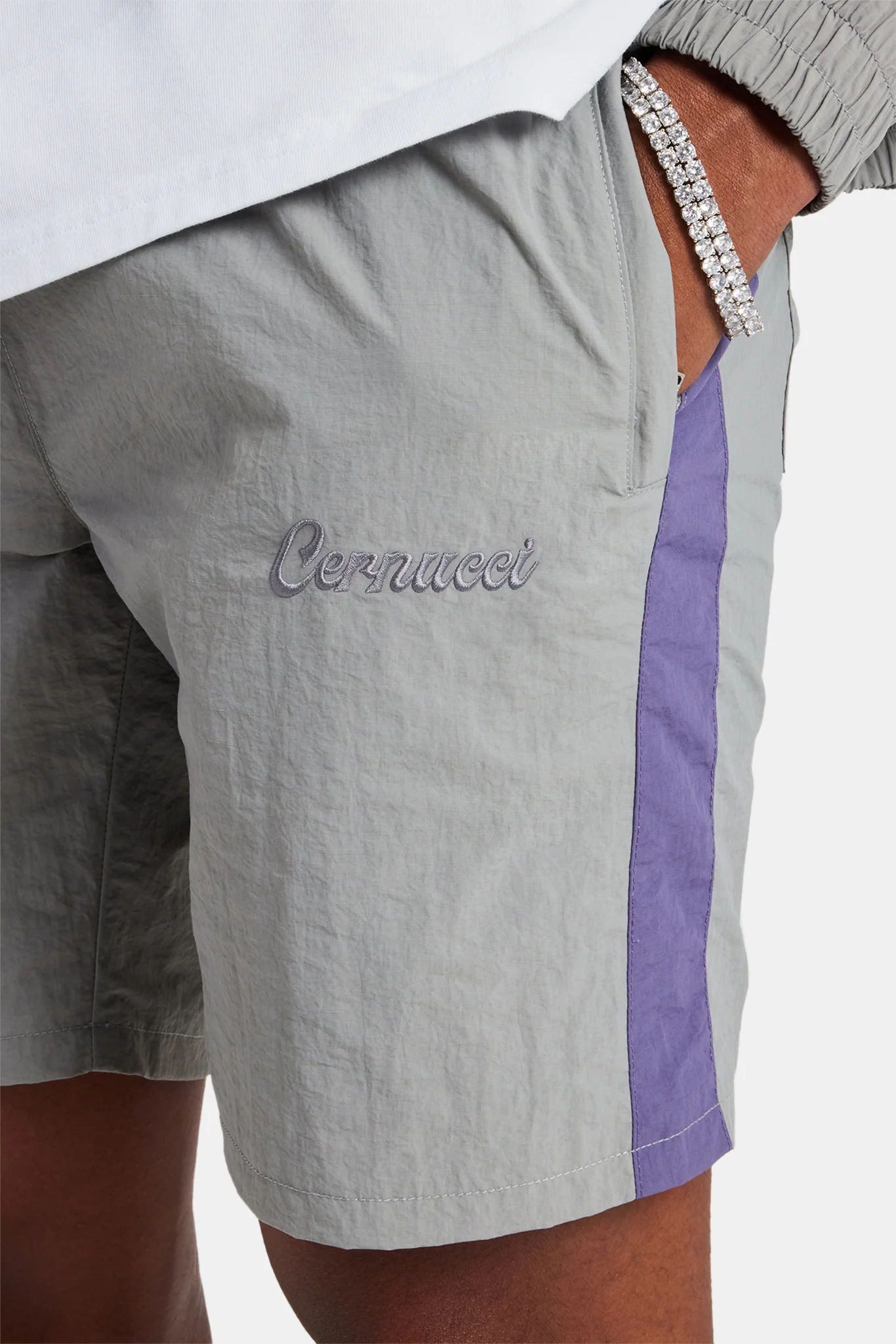 Cernucci Panelled Nylon Relaxed Short - Charcoal - Image 3