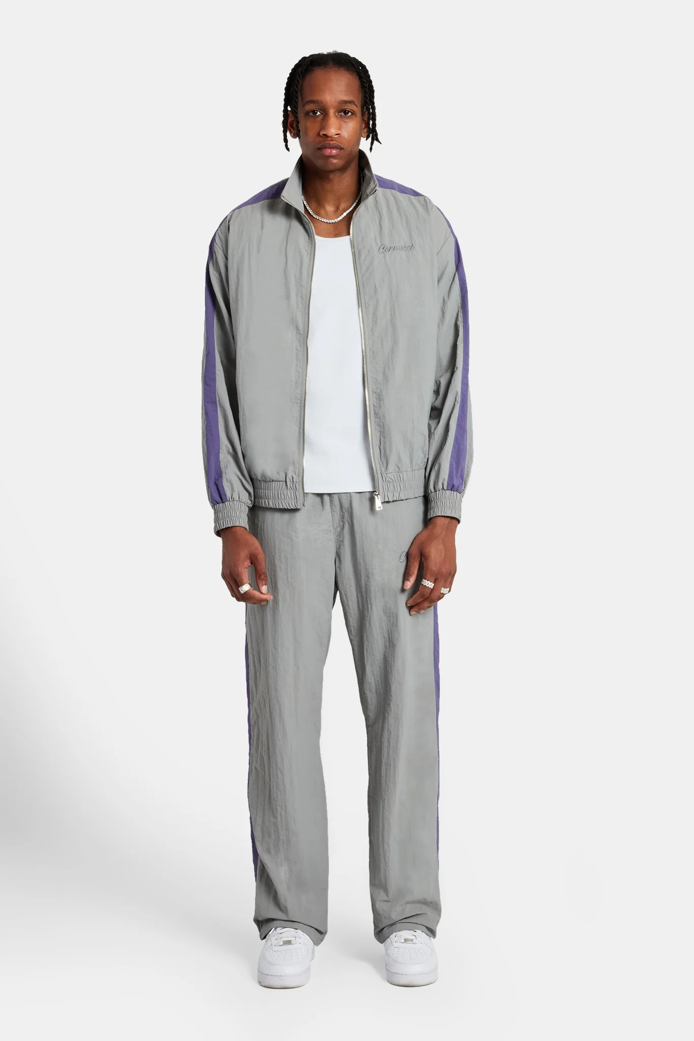 Cernucci Panelled Nylon Straight Leg Trouser - Charcoal - Image 3