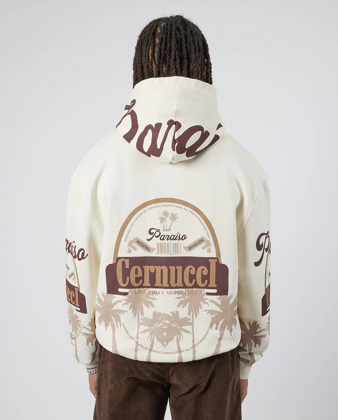 Cernucci Paradise Palm Print Hoodie - Ecru - Image 2