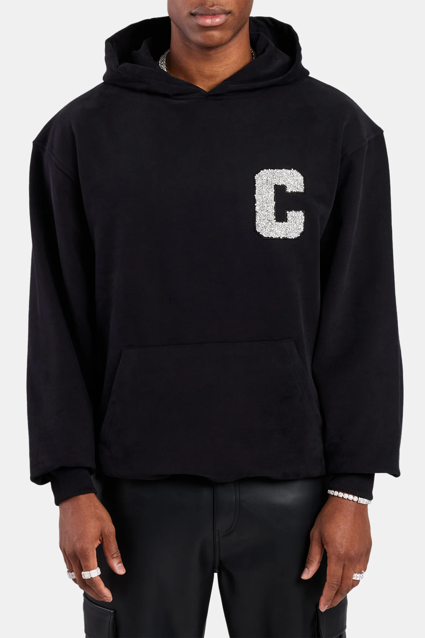 Cernucci Pearl Embellished Hoodie - Black - Image 3